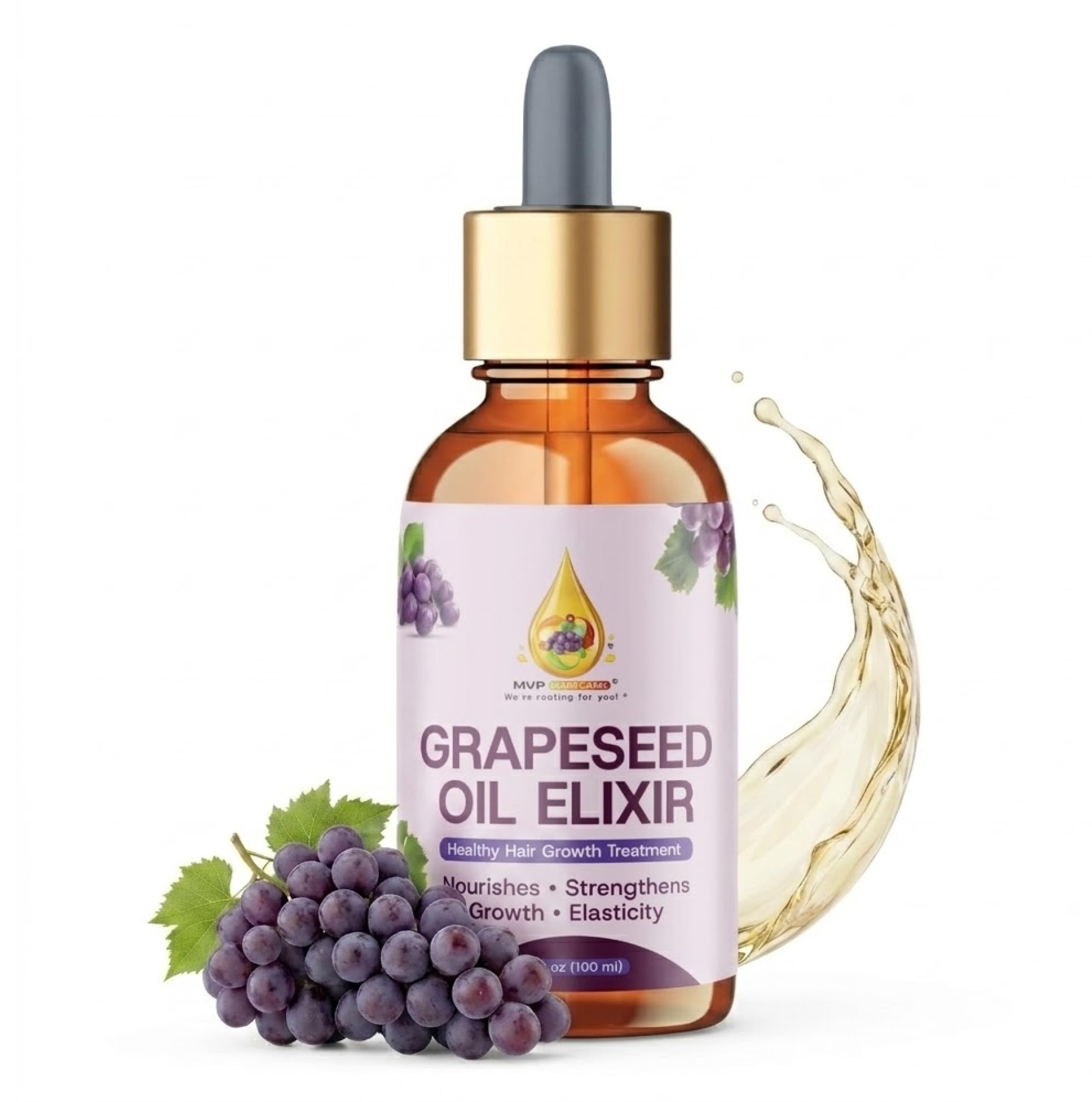 MVP Grape Seed Oil Elixir for Hair Growth, Shine & Hydration, 3.38 Fl Oz