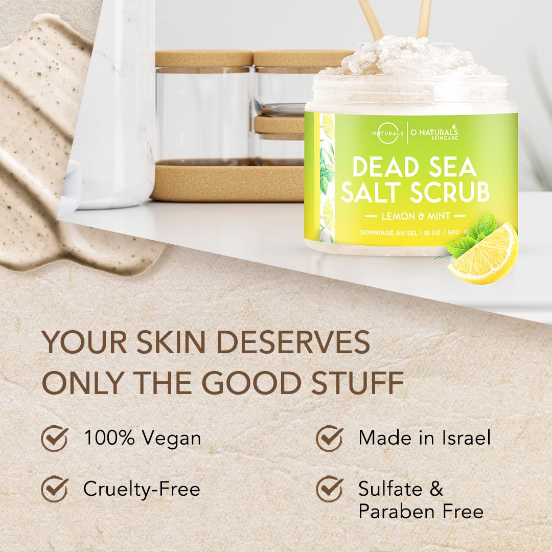 O Naturals Exfoliating Lemon Oil Dead Sea Salt Deep-cleansing Face & Body Scrub Anti-cellulite Tones Helps Oily Skin, Acne, Ingr