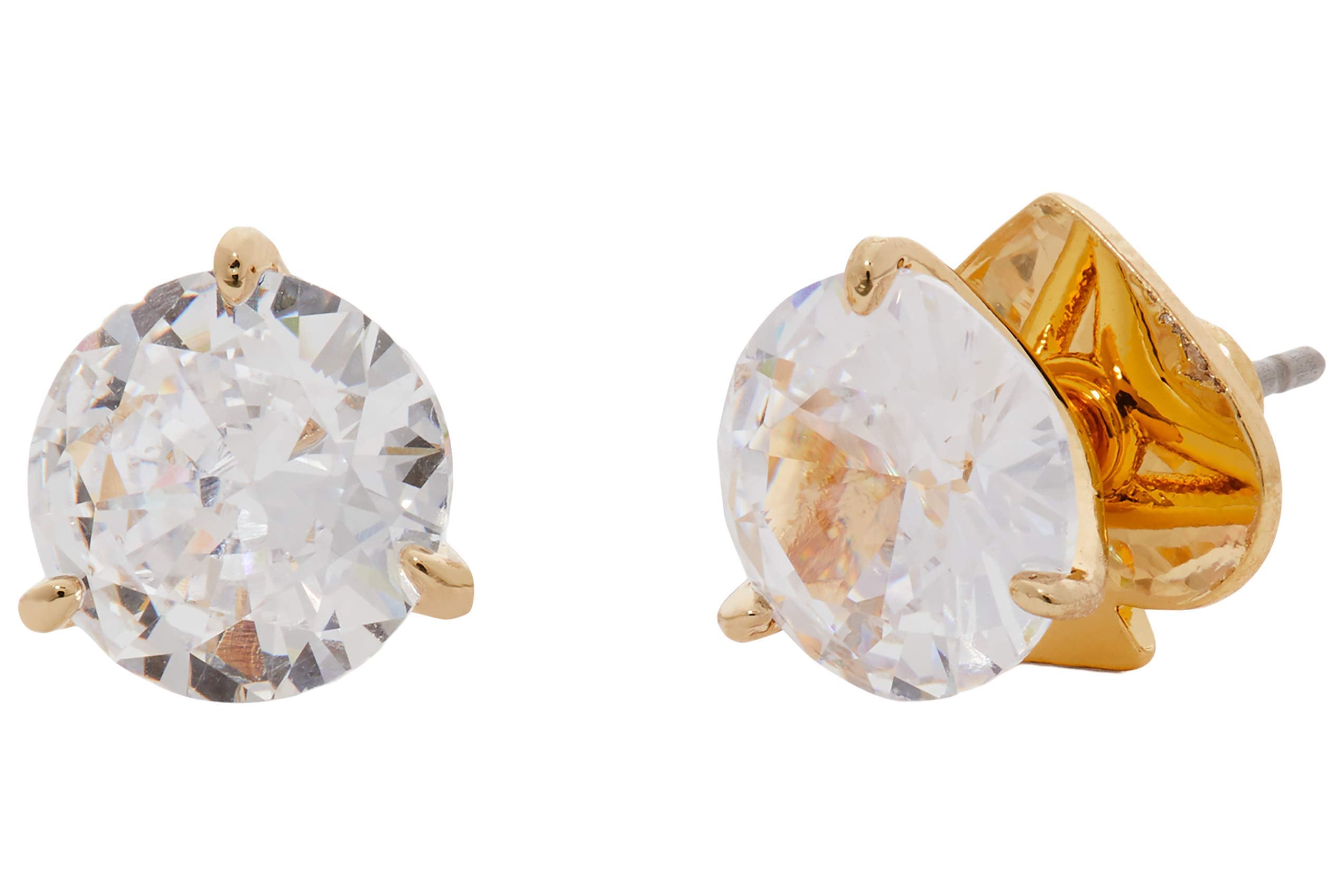 kate spade new york Brilliant Statements Trio Prong Studs, Clear/Gold, One Size