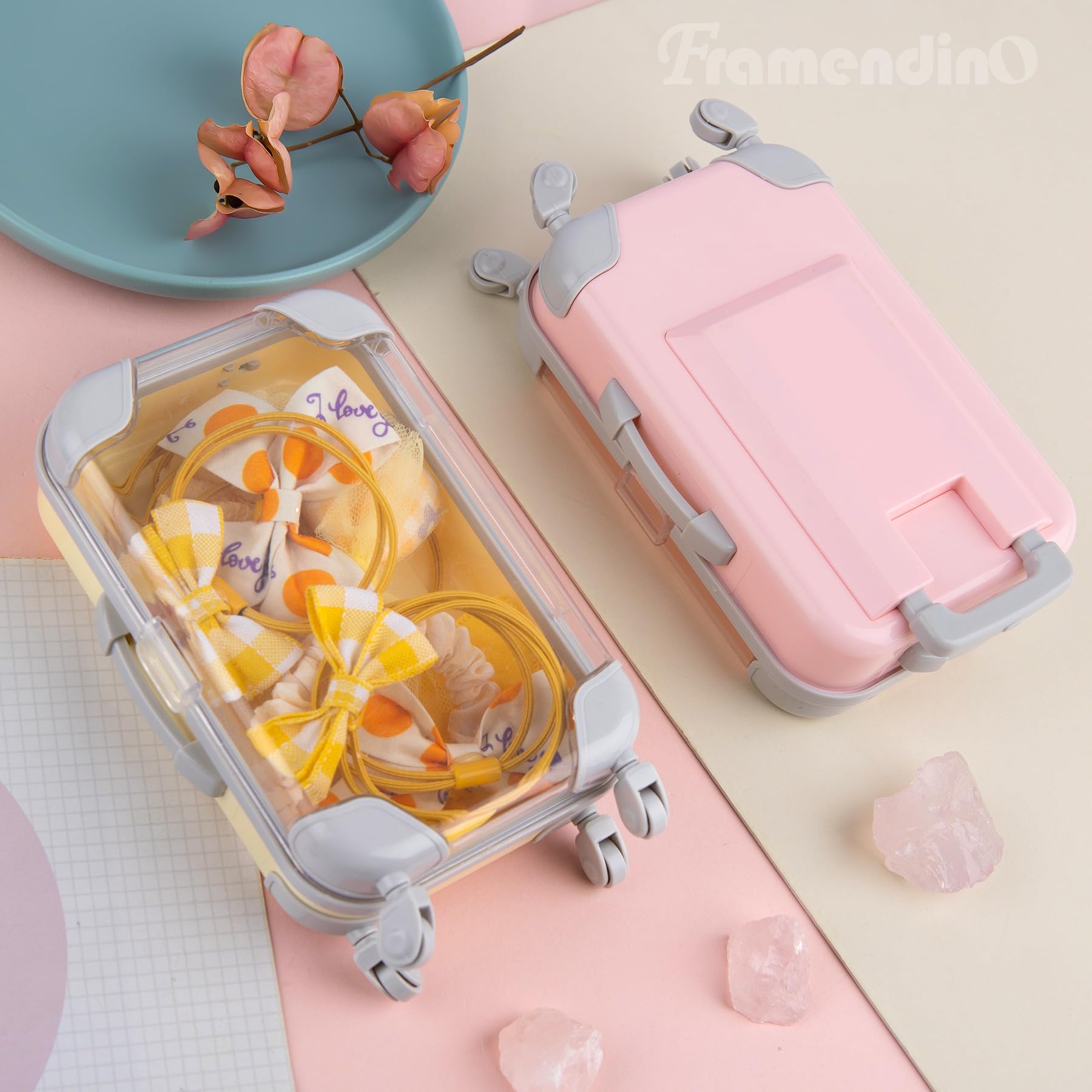 Framendino, 2 Pack Luggage Packaging Box Mini Suitcase Empty Storage Boxes