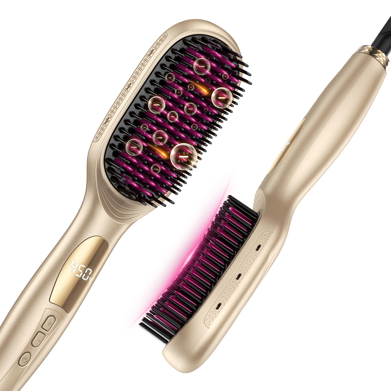 Dual Voltage Hair Straightener Brush, 1000 Million Ionic Upgraded Ceramic