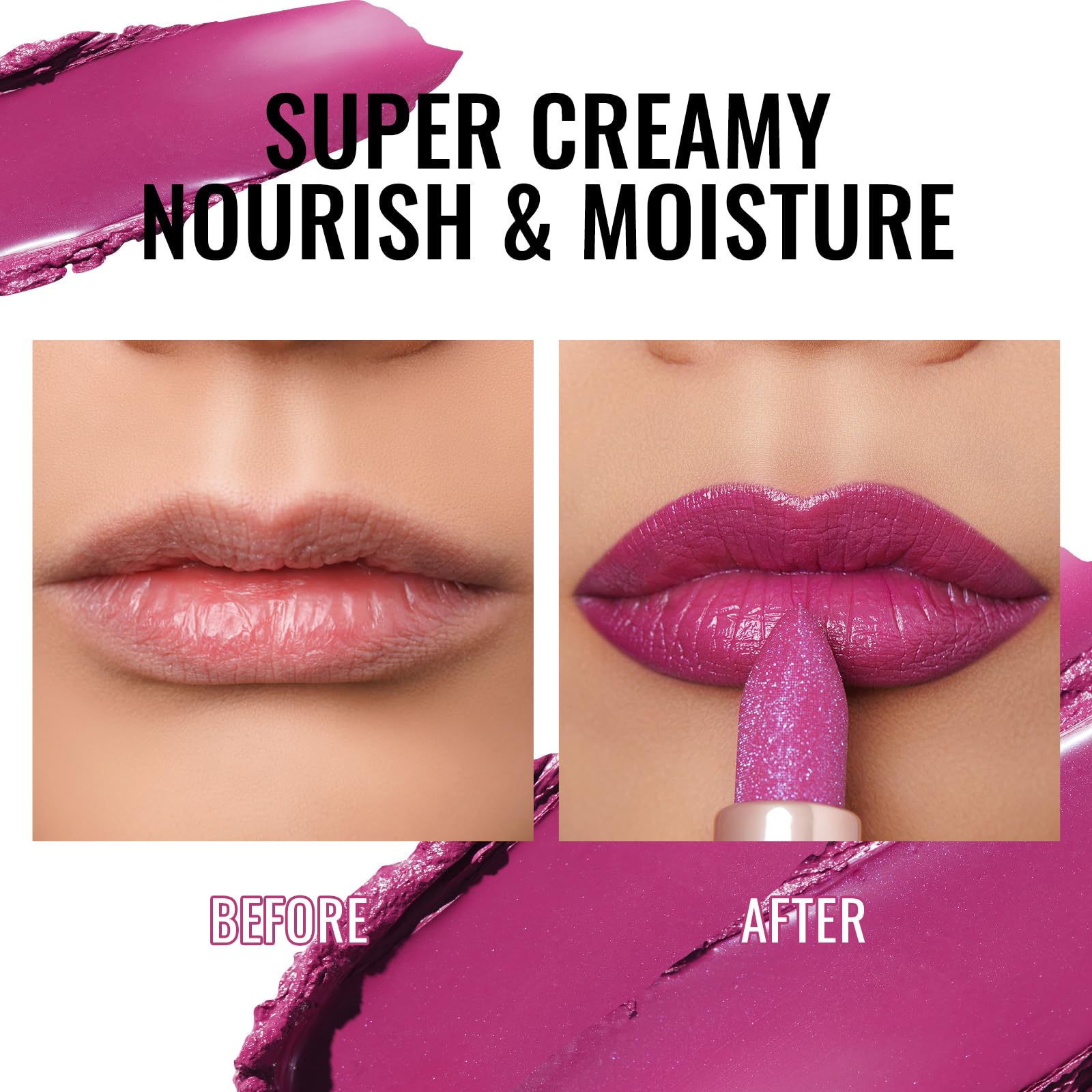 Oulac Moisturizing Purple Lipstick for Women - Tinted Lip Balm Infused with Shea Butter, Shiny & Lightweight Lip Makeup, Vegan &