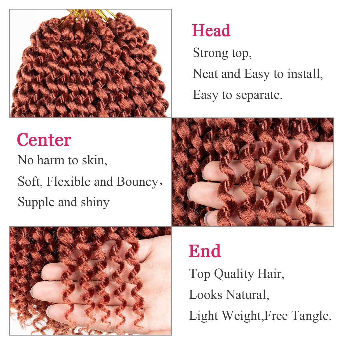 Leeven 18 Inch Water Wave Passion Twist Crochet Braids Hair For Butterfly Locs Crochet Hair Hot Water Setting Copper Red Passion