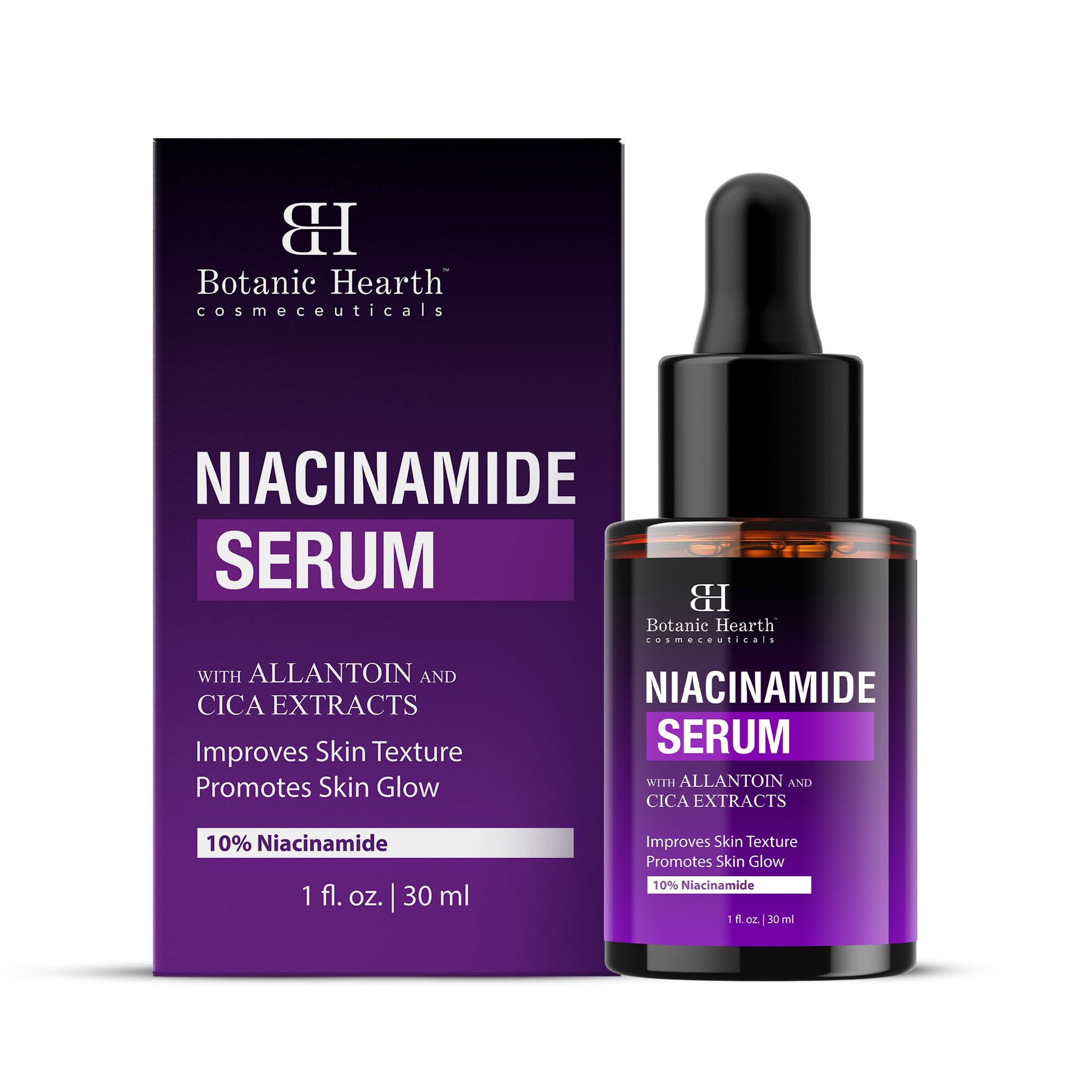 Botanic Hearth 10% Niacinamide Face Serum With Allantoin, Zinc Pca, Cica & Hyaluronic Acid | Minimize Pores, Correct Dark Spots,