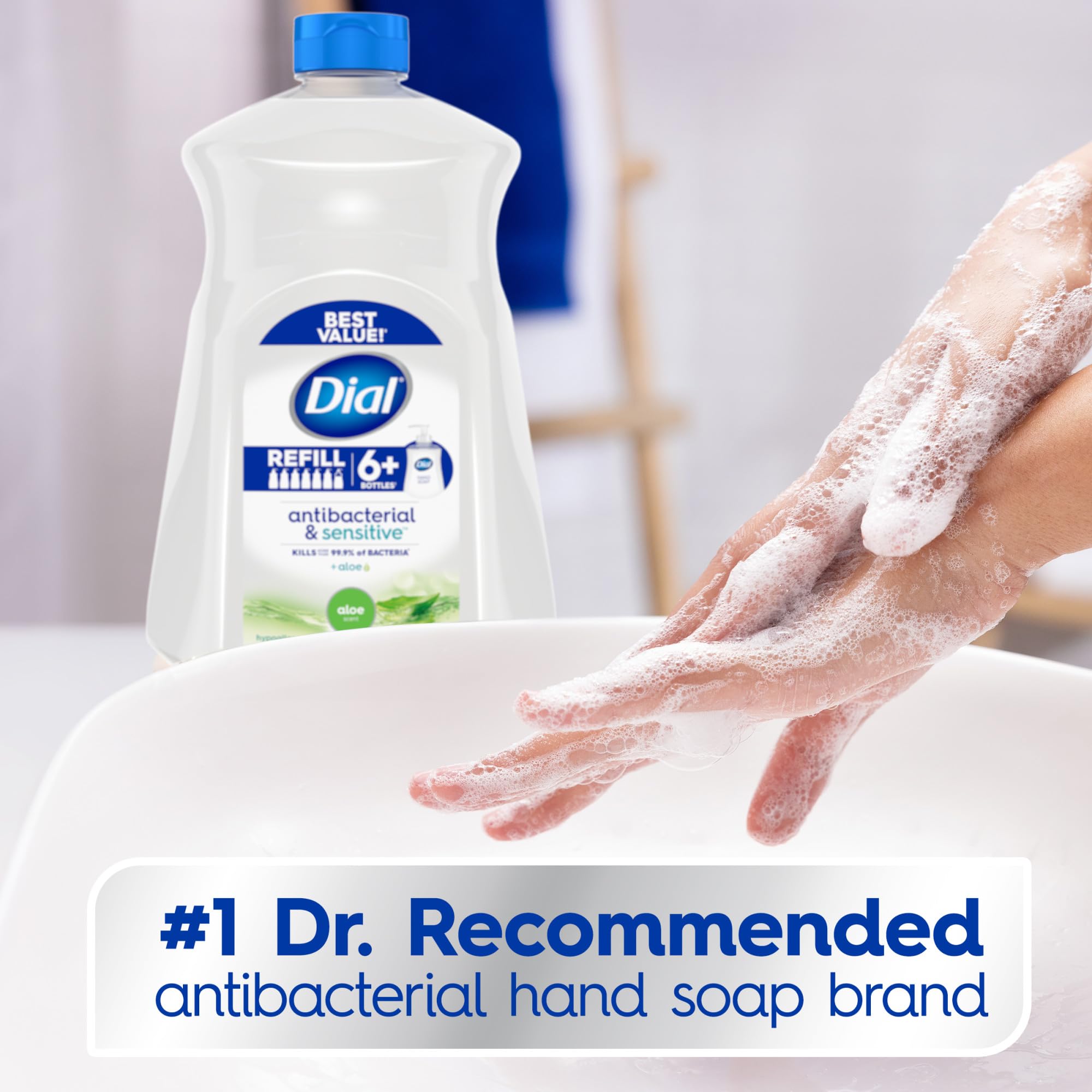 Dial Antibacterial Liquid Hand Soap Refill, Aloe, 52 fl oz (Pack of 3)