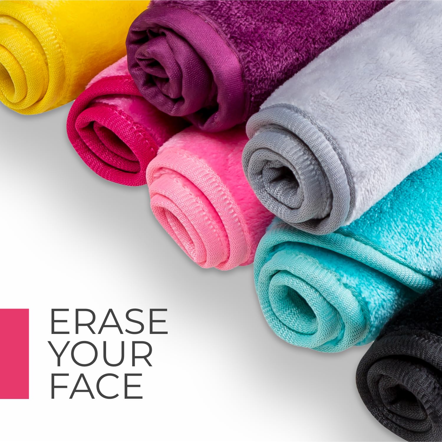 Makeup Remover Cloth Cleansing Towel 3 Pack - Chemical Free - Move Makeup Instantly With Just Water (Black, Rose And Burgundy)