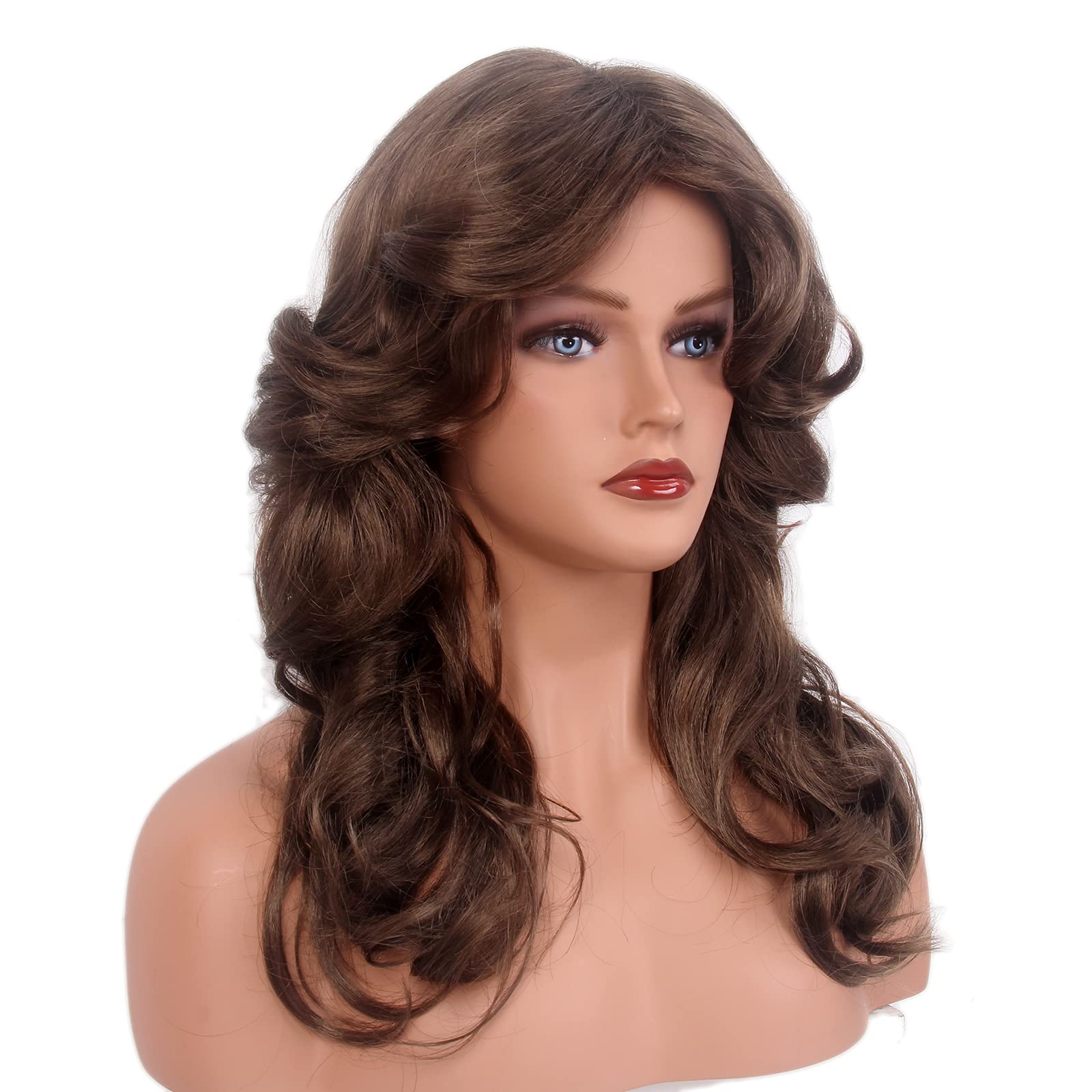 Reewes 70S Wig Farrah Fawcett Wig Vintage Wigs 70Th Wig For Women Lady Natural Synthetic Full Wigs Vintage Cosplay Costume Disco