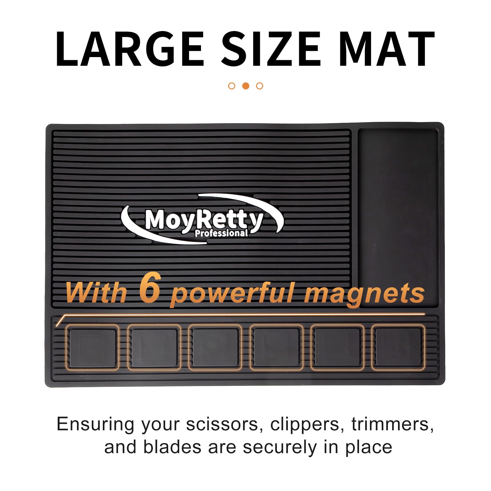 Moyretty Magnetic Barber Mat For Clippers, (18.9'' X 12.6'') 6 Strong Magnetic Organizer Stations For Heavy Clippers And Trimmer