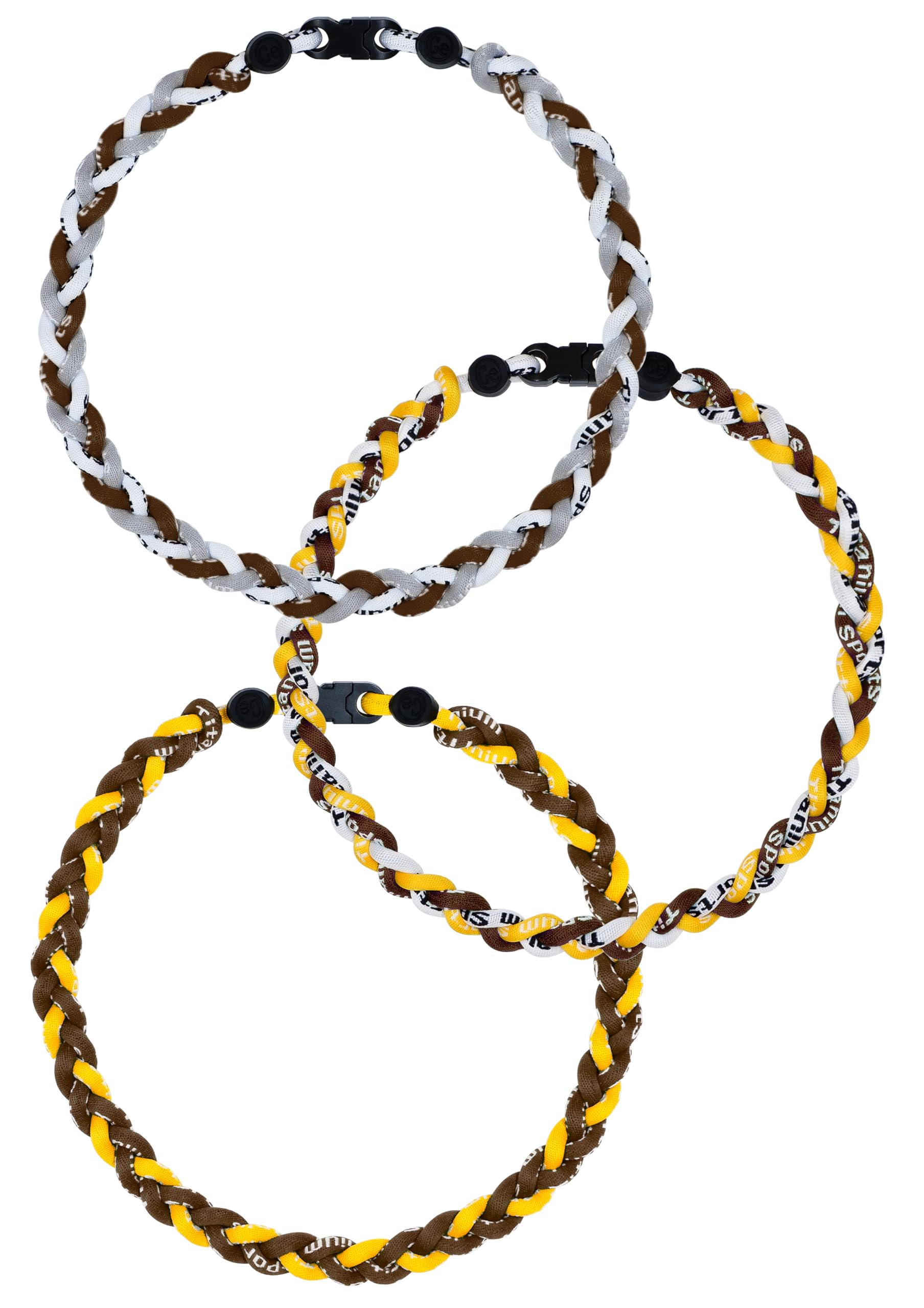 SUPBOMM 3 pcs Baseball Rope Necklaces, League Team Colors Braided Necklace, Baseball Team Gifts, Padres