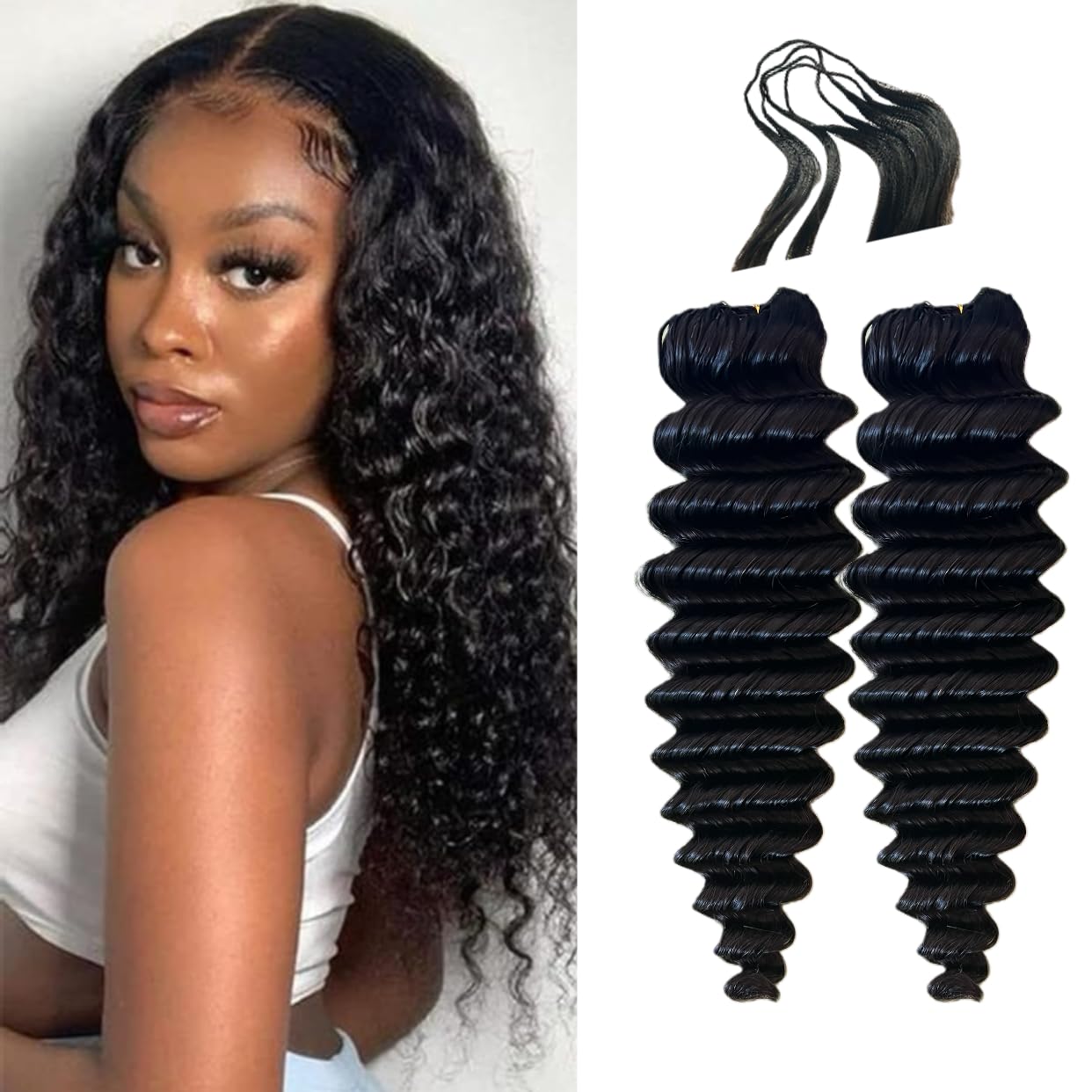 GoGobraids 100% Human Hair Deep Wave Knotless Pre-Separated Crochet Hair feather crochet human hair extensions for Women Natural