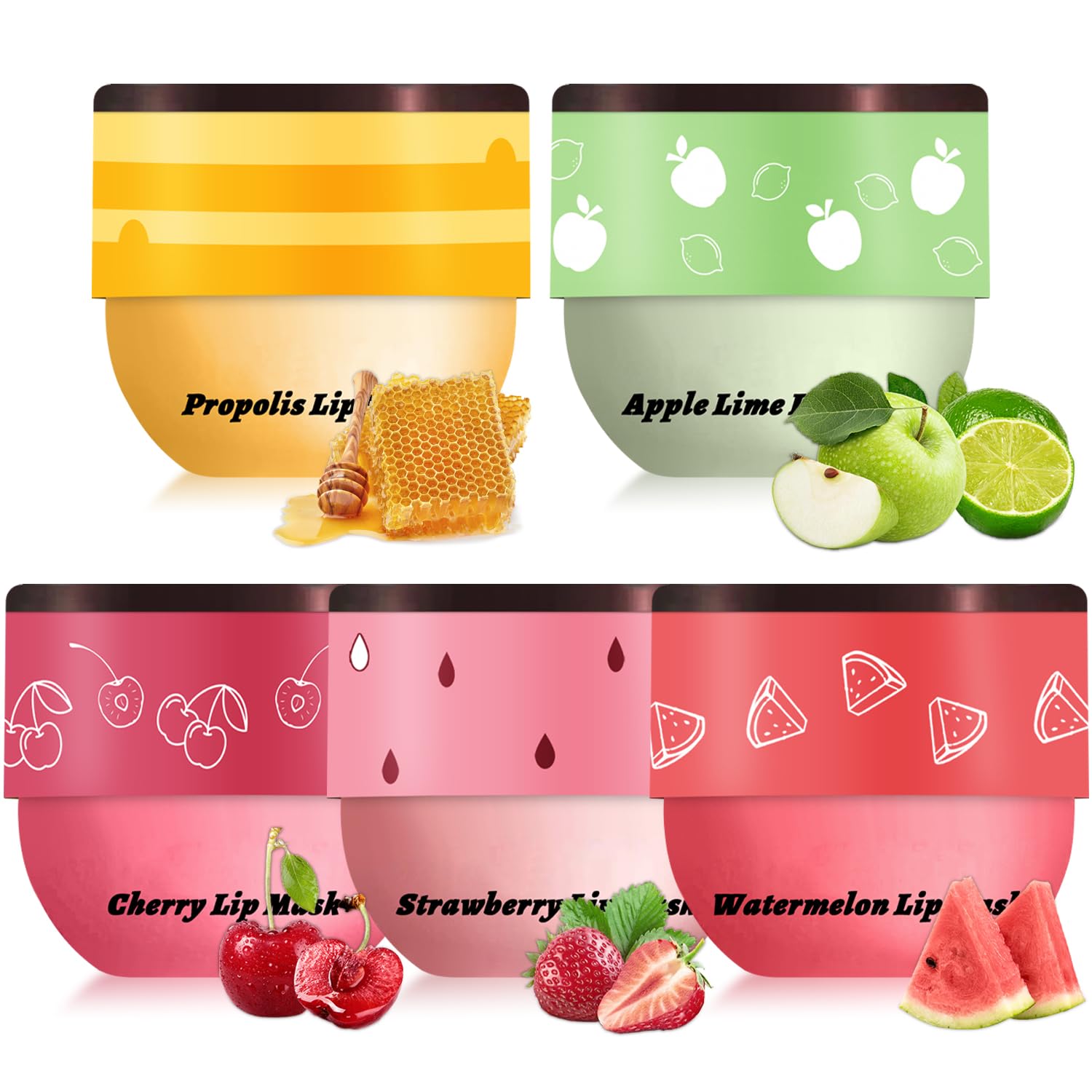 5 Pcs Bee Balm Lip Balm Lip Mask Honey Pot, Lip Mask Propolis Moisturizing Lip Balm, Hydrating Prevention Dry And Cracked Lip Sc