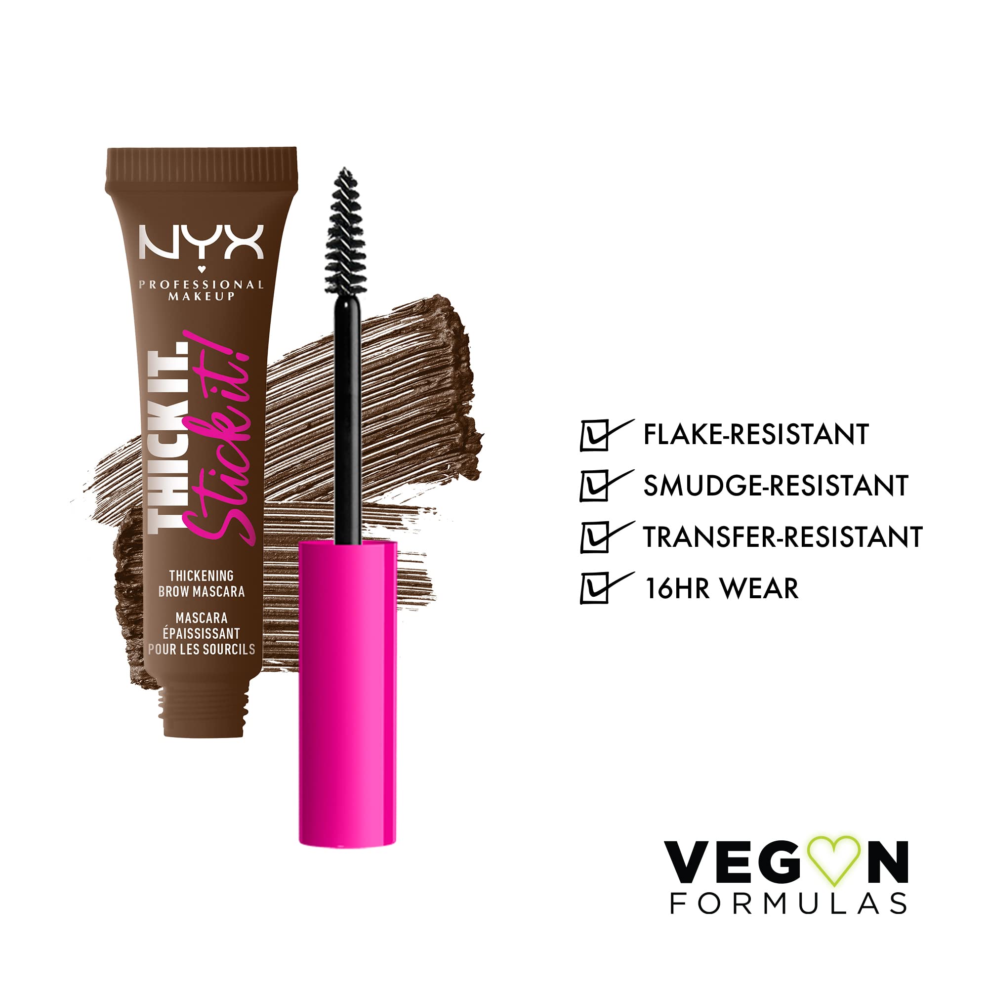 Nyx Professional Makeup Thick It Stick It Thickening Brow Mascara, Eyebrow Gel - Brunette