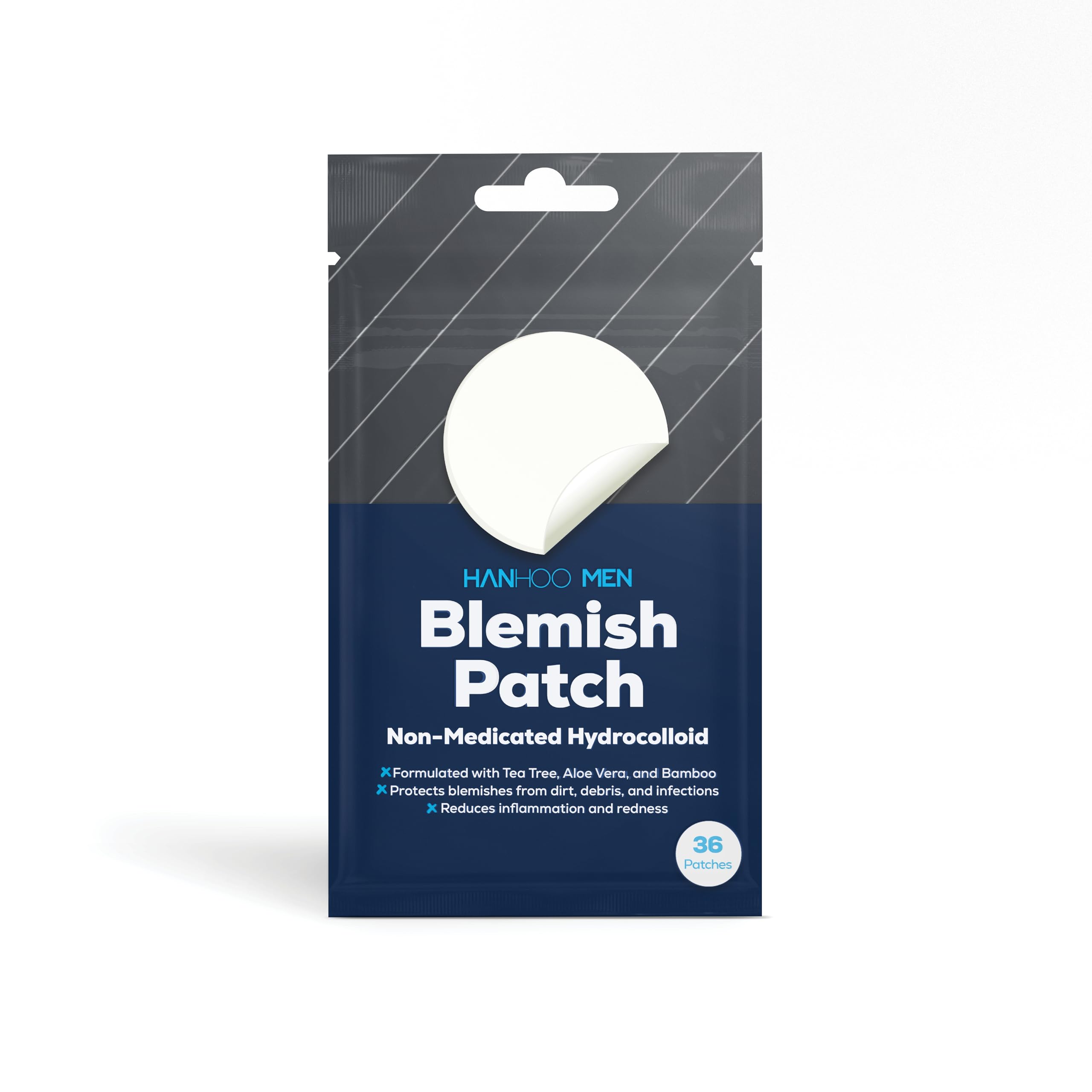Hanhoo Mens Blemish Patch, 36 Count, With Tea Tree, Aloe, And Bamboo, Shrinks Pimples, Protects From Finger-Picking, Soothes Raz