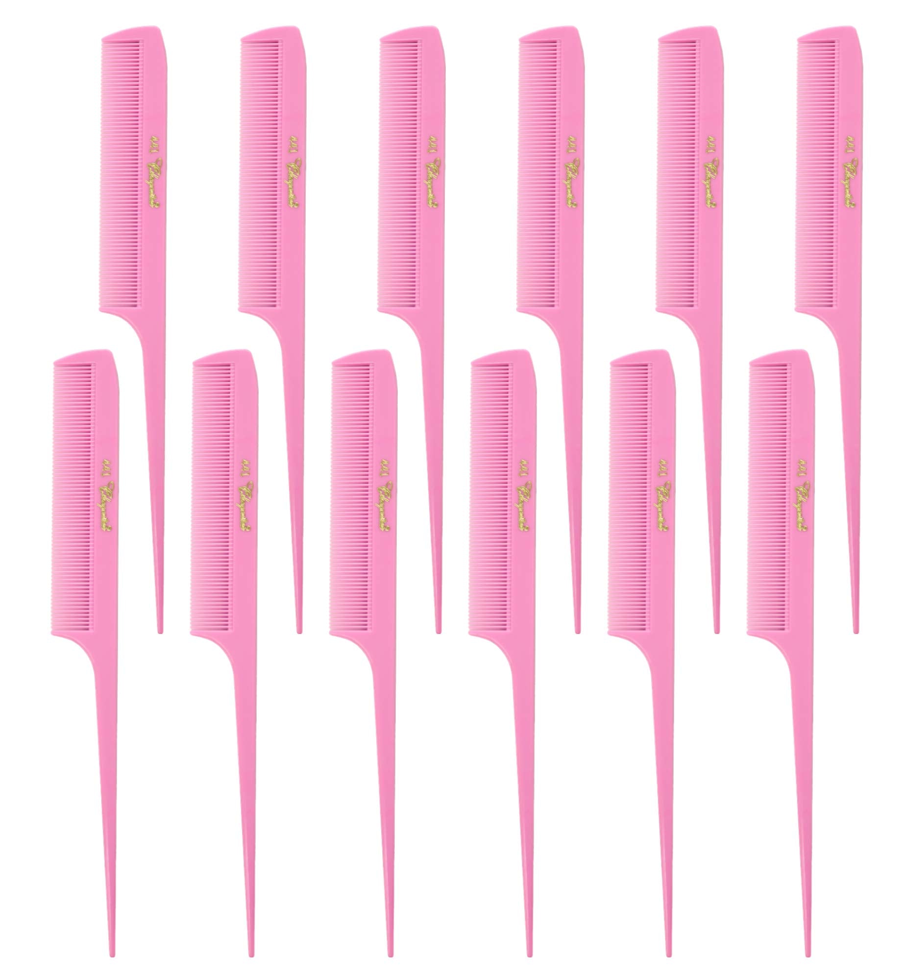 Krest Cleopatra 81/2 inch Rattail Combs Extra Fine Tooth.Rat Tail Comb Model #441. Color Fresh Pink. 1 Dozen.