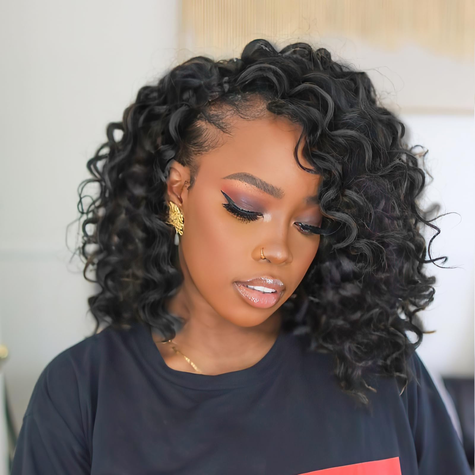 Toyotress Ocean Wave Crochet Hair - 12 Inch 8 Packs Natural Black Crochet Braids Deep Twist Synthetic Braiding Hair Extensions (