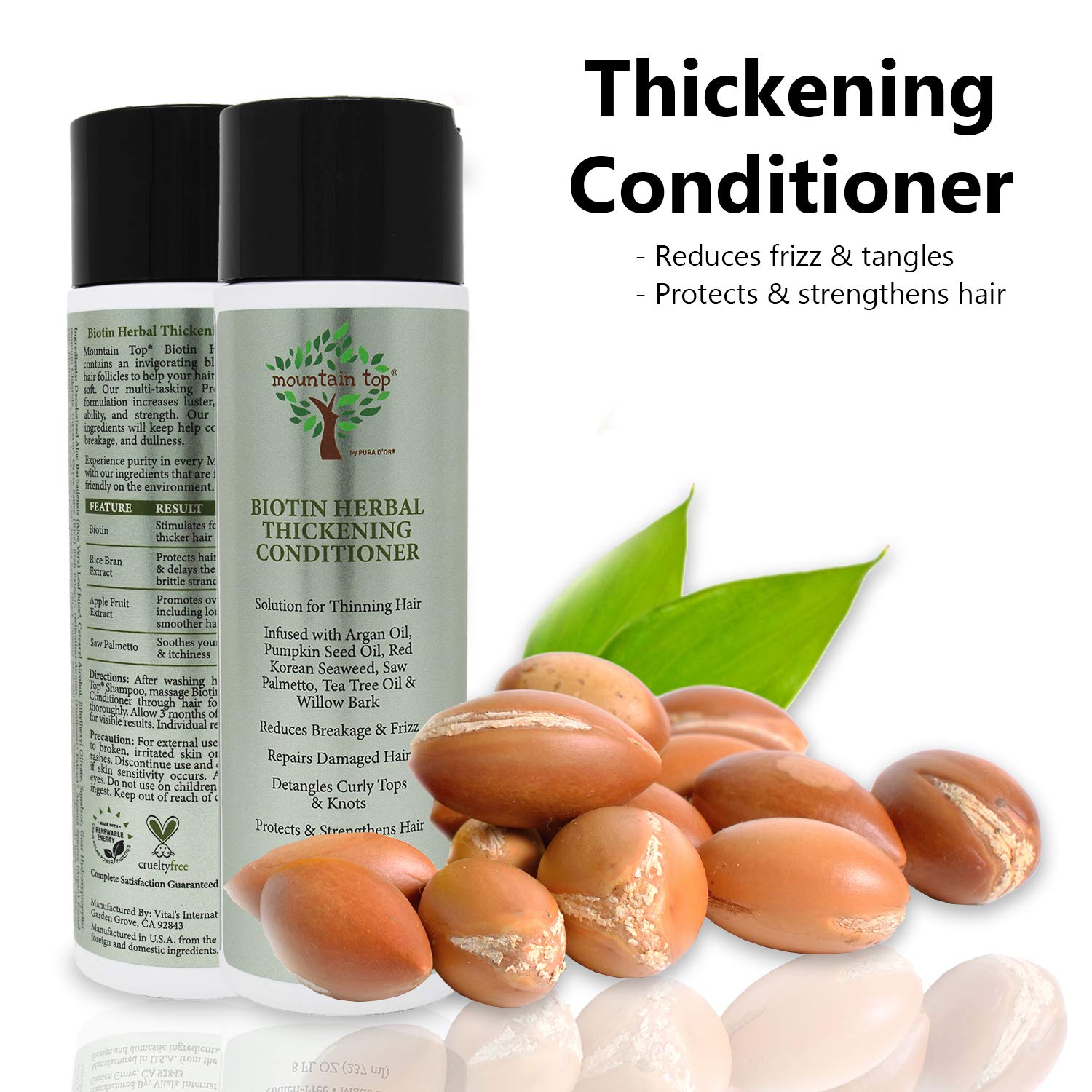 Mountain Top Biotin Herbal Thickening Conditioner (8 Oz / 273 Ml) With Argan Oil, Pumpkin Seed Oil, Saw Palmetto, Tea Tree Oil &