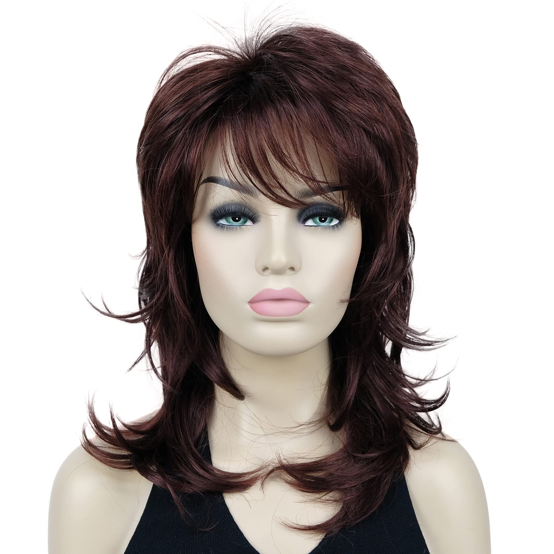 Lydell Long Soft Shaggy Layered Classic Cap Full, 33A Dark Auburn, Size No Size