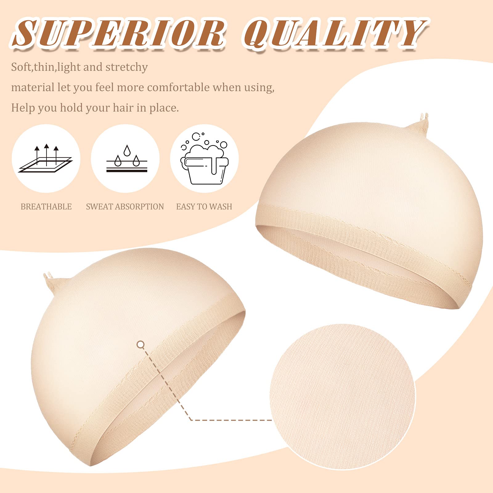 Waydress 100 Pieces Wig Cap Elastic Medium Nylon Stocking Caps Stretchy Stocking Wig Caps Secure Your Hair, Lightweight, Breatha