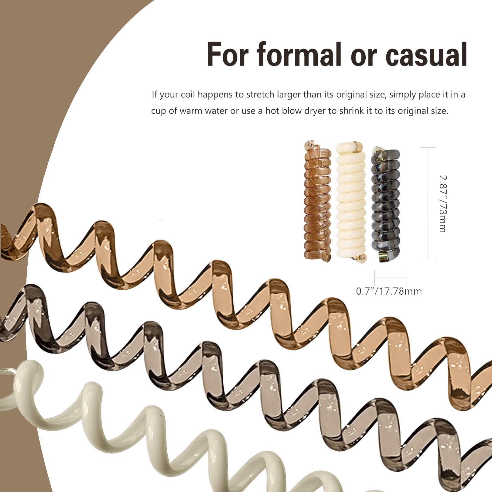 Spiral Hair Tie Braid Hair Band Stylish Phone Cord Hair Coils No Crease Ponytail Holders for Women Girls Long Curly Hair