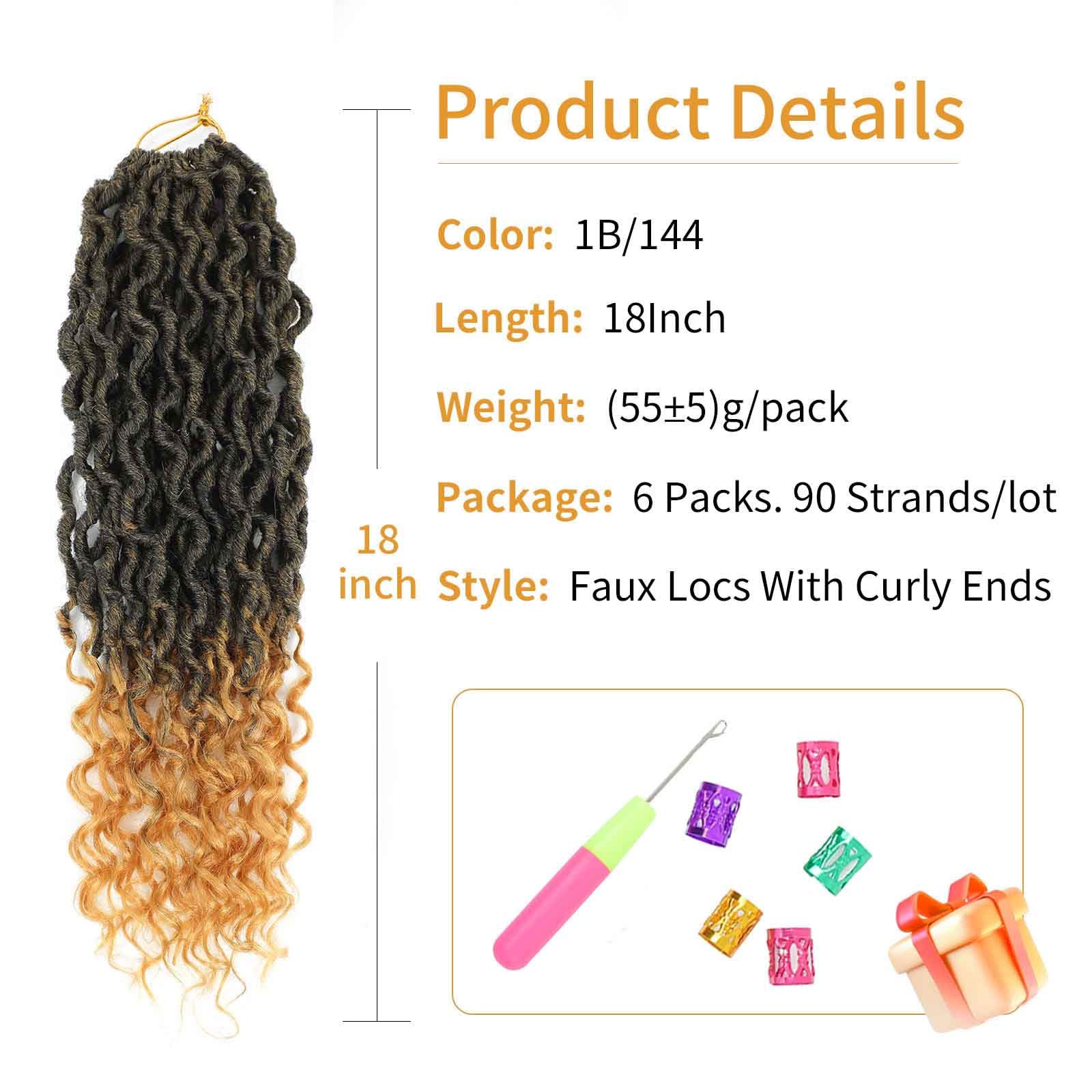 Goddess Locs Crochet Hair 18 Inch 6 Packs Ombre Blonde Faux Locs Crochet Hair Pre Looped Crochet Locs For Black Women Soft Faux
