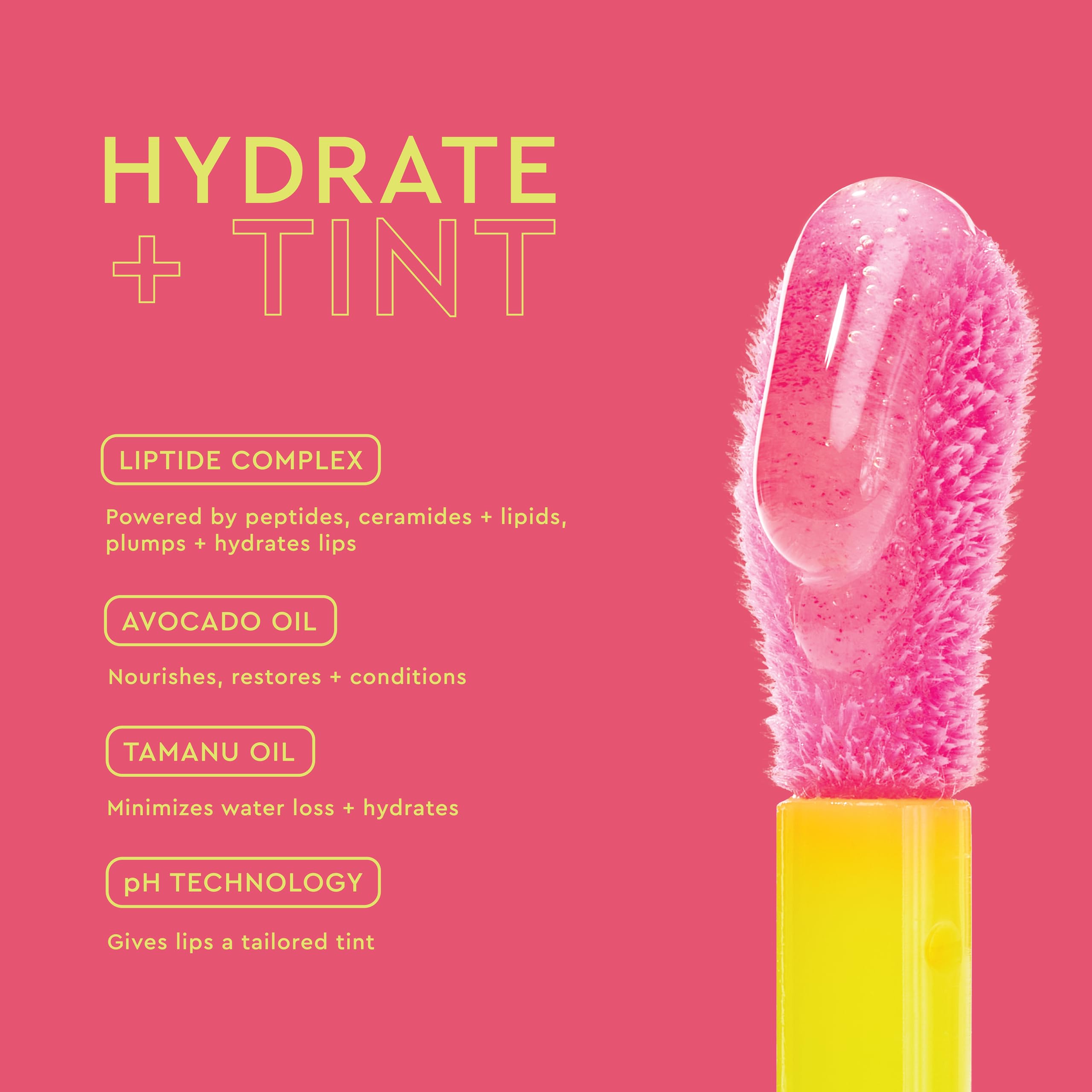 BYOMA Liptide pH Lip Oil - Glossy, Non-Sticky Gloss with pH Adaptive Tint - Peptide Lip Treatment with Peptides, Avocado & Taman