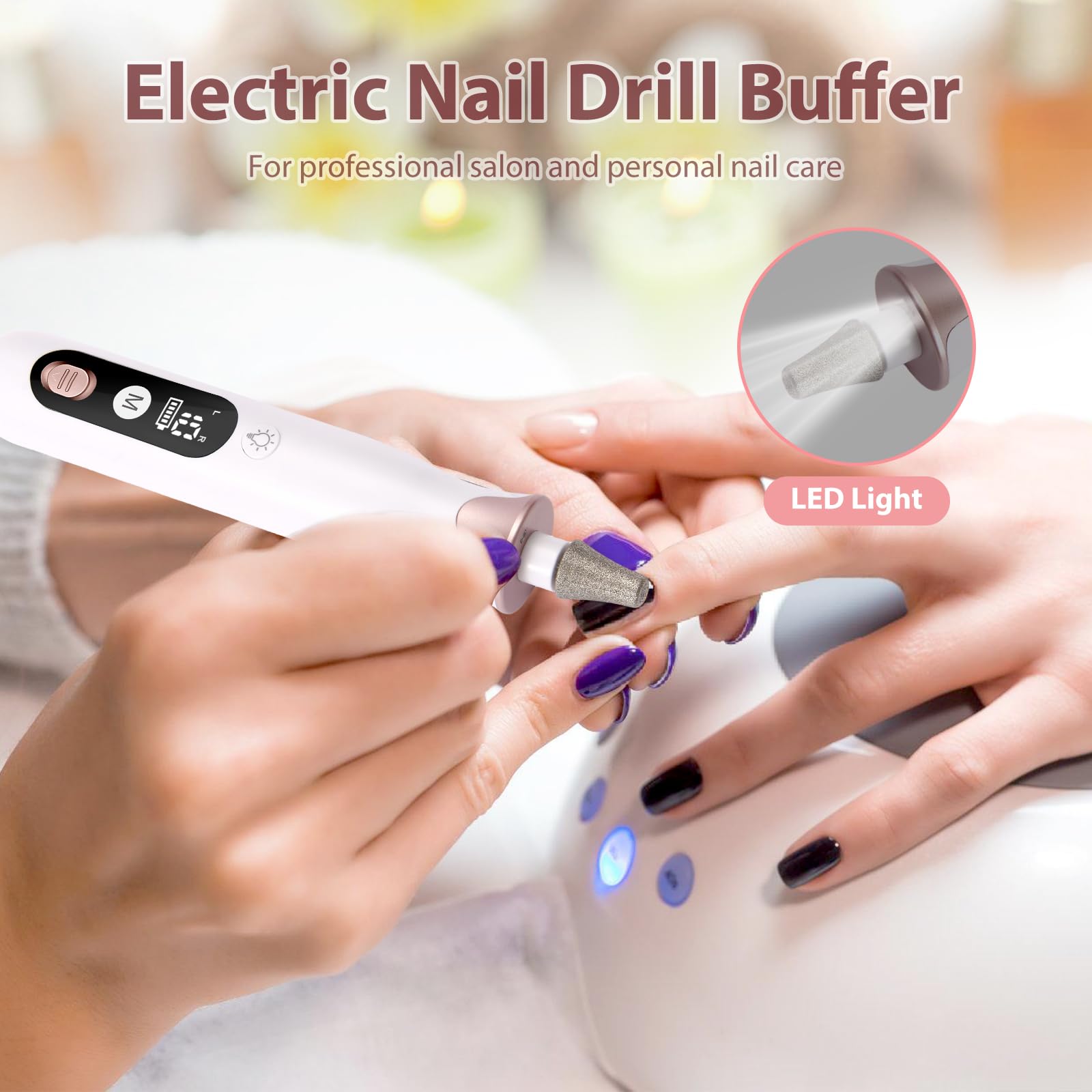 ZABOUL Electric Nail Drill Kit Cordless Professional Manicure Pedicure Nail File Buffer for Acrylic Nails Gel Polishing Removing