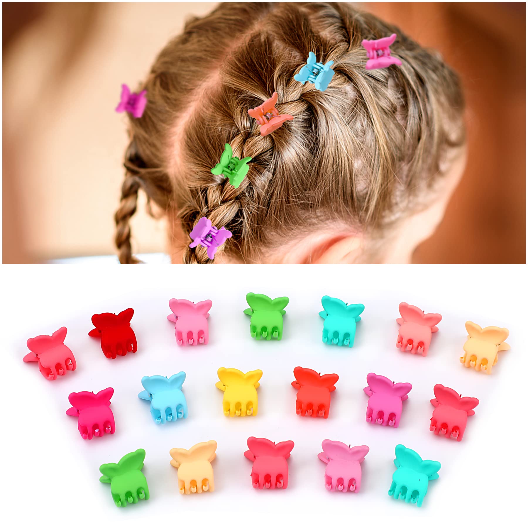 Janyun 50 Pcs Colorful Mini Hair Claw Clips Clamps Accessories For Baby Toddler Girls Decorative Bun Thin Hair (Wing)