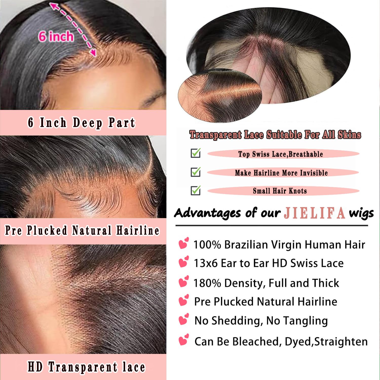 Jielifa 30 Inch Lace Front Wig Human Hair 13X6 Hd Body Wave Lace Front Wigs Human Hair Pre Plucked 180 Density Frontal Wigs Huma