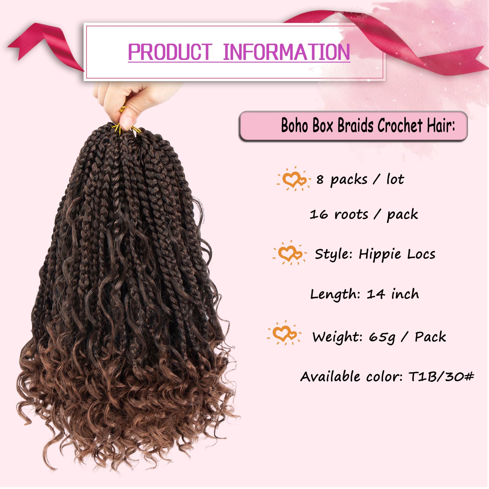 Alimiriam Boho Box Braids Crochet Hair 14 Inch 8 Packs Box Braid Crochet Hair With Curly Ends Goddess Box Braids Crochet Hair Ex