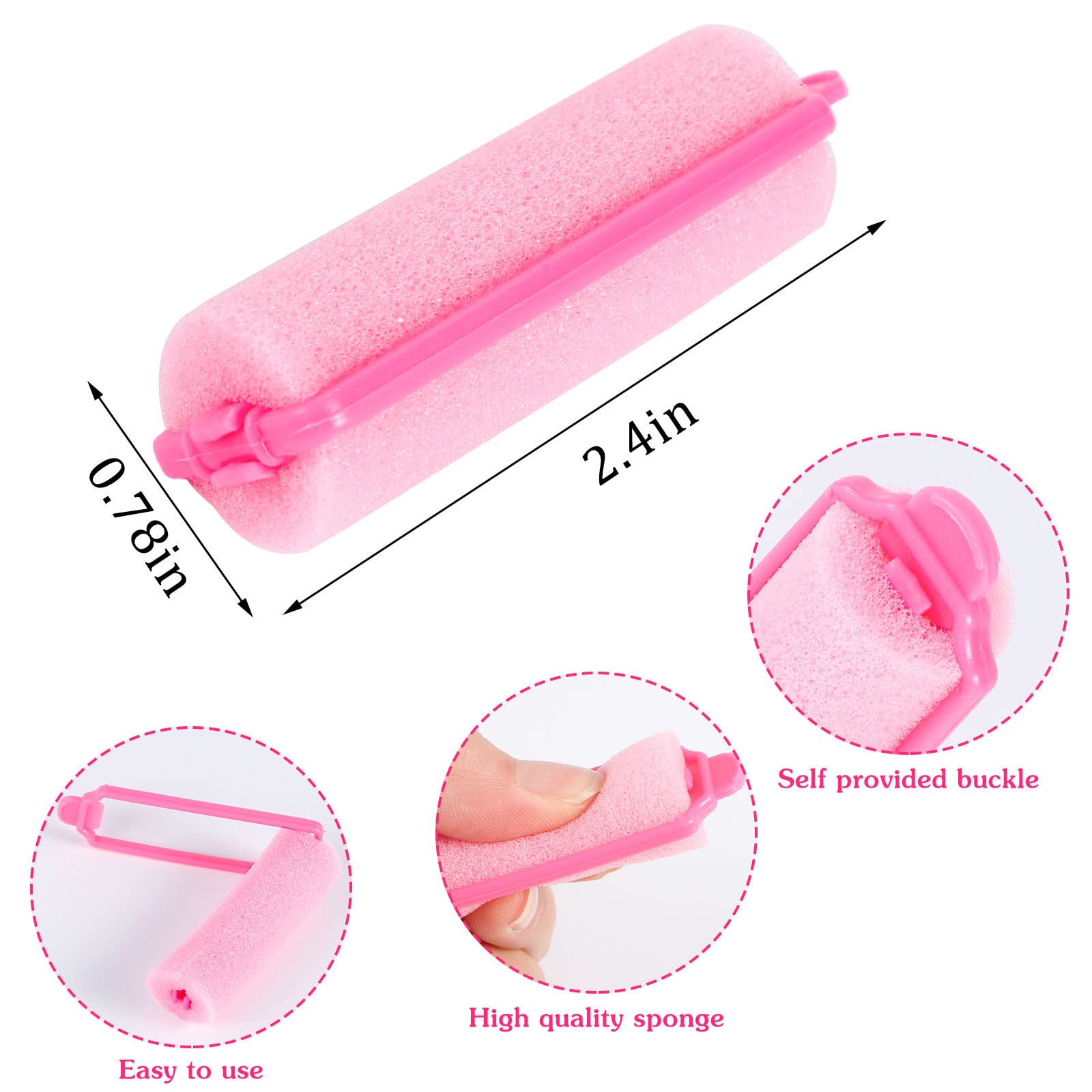 Pengxiaomei 36Pcs Foam Sponge Hair Rollers, 2.4 Inch Hair Curlers To Sleep In, Soft Hair Curlers For Curls Style, Heatless Hair