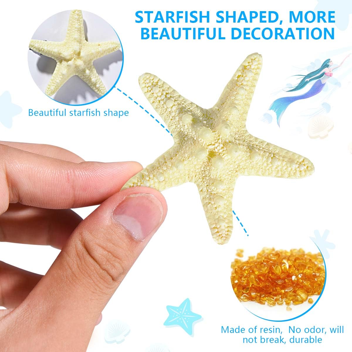 Obtanim 4 Pcs Starfish Hair Clip Resin Beach Sea Star Hair Pins Mermaid Hair Clips Accessories For Women And Girls