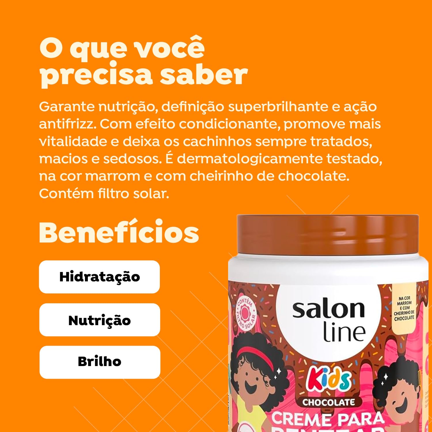 Salon Line - Linha Creme para Pentear (Kids) - Cachinhos Nutridos Chocolate 1 Kg - (Combing Cream (Kids) - Nourished Curls Choco