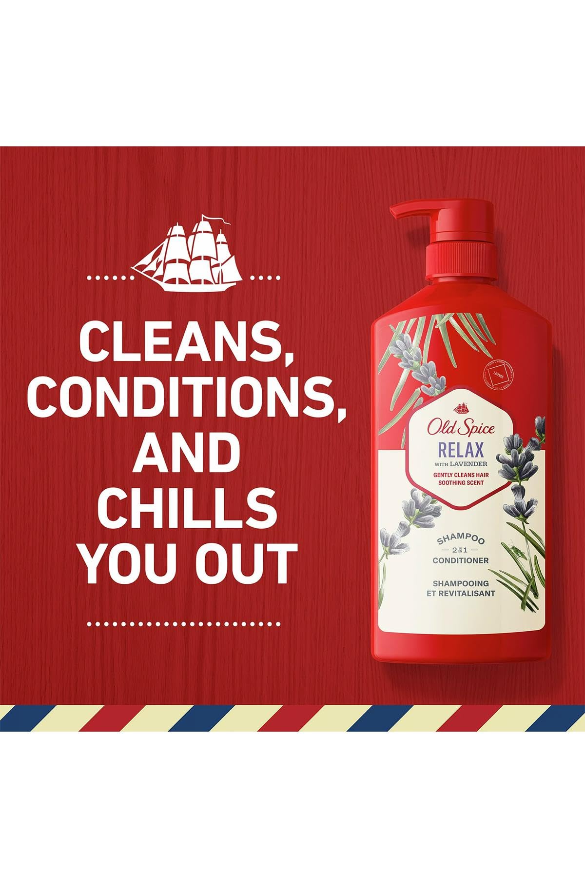 Old Spice 2 in 1 Shampoo and Conditioner, Relax with Lavender Scent, 21.9 Ounce Pump Bottle (Pack of 2)