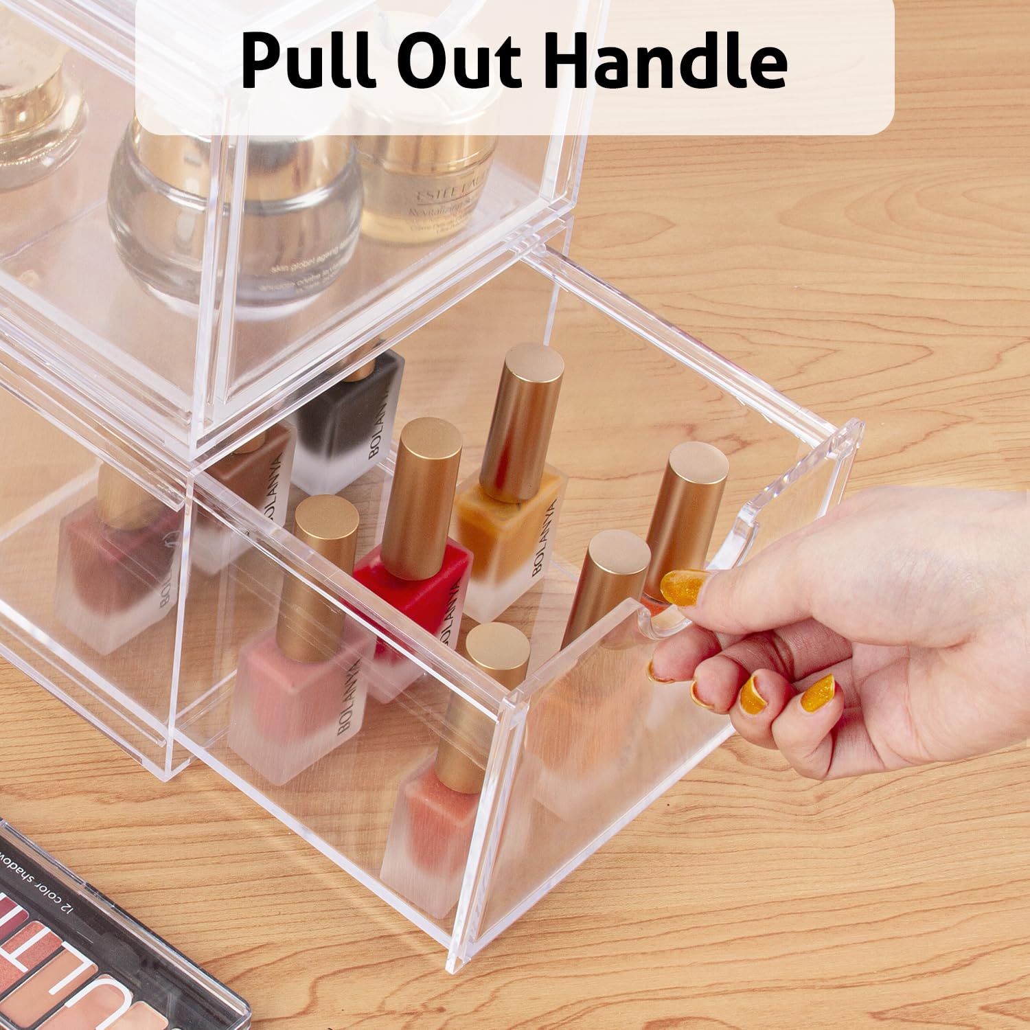 Ameitech 2 Pack Clear Stackable Storage Drawer, Bathroom Makeup Organizer, Plastic Storage Bins, Acrylic Organization And Storag