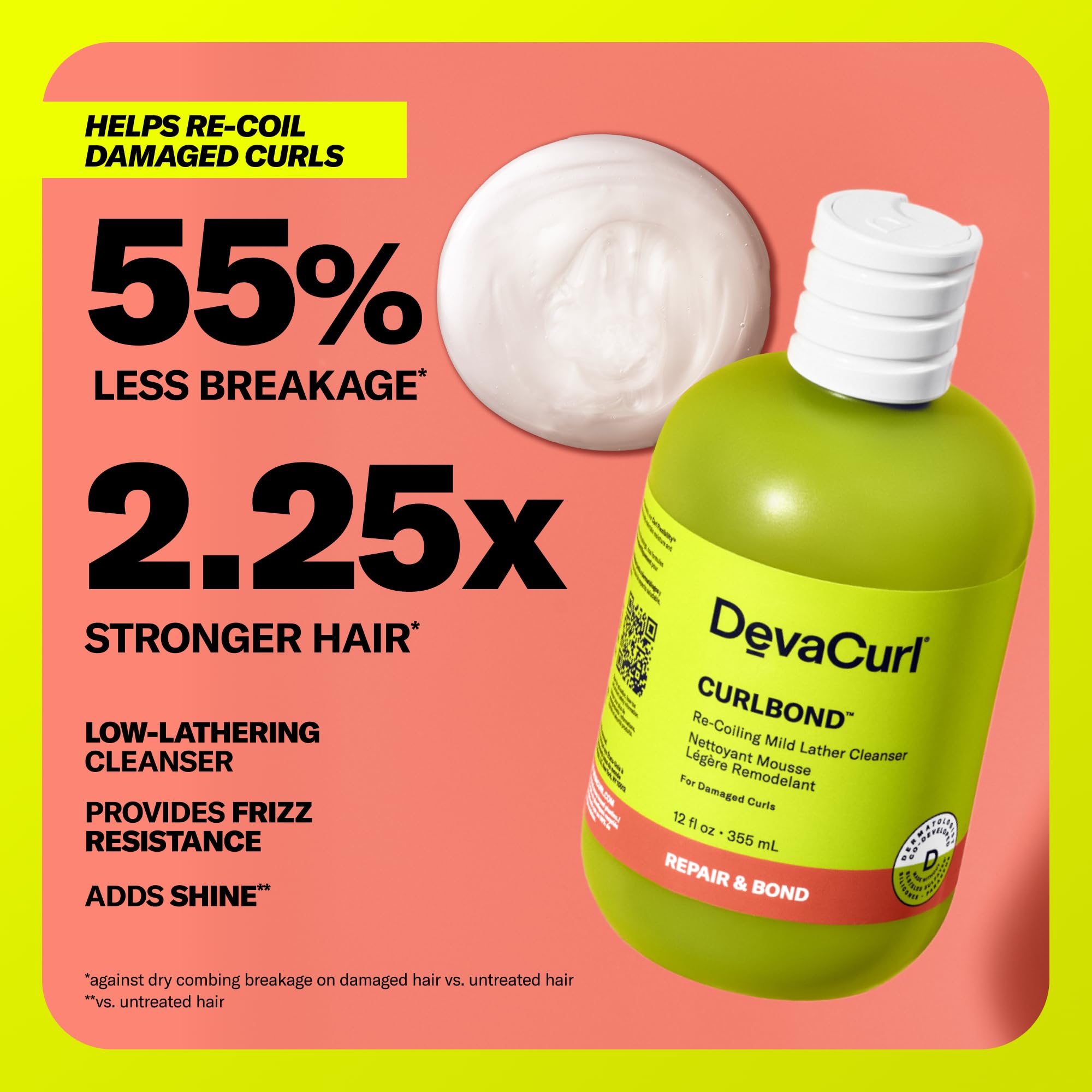 Devacurl Curlbond Re-Coiling Mild Lather Cleanser, Cozy Getaway, 12 Fl. Oz.