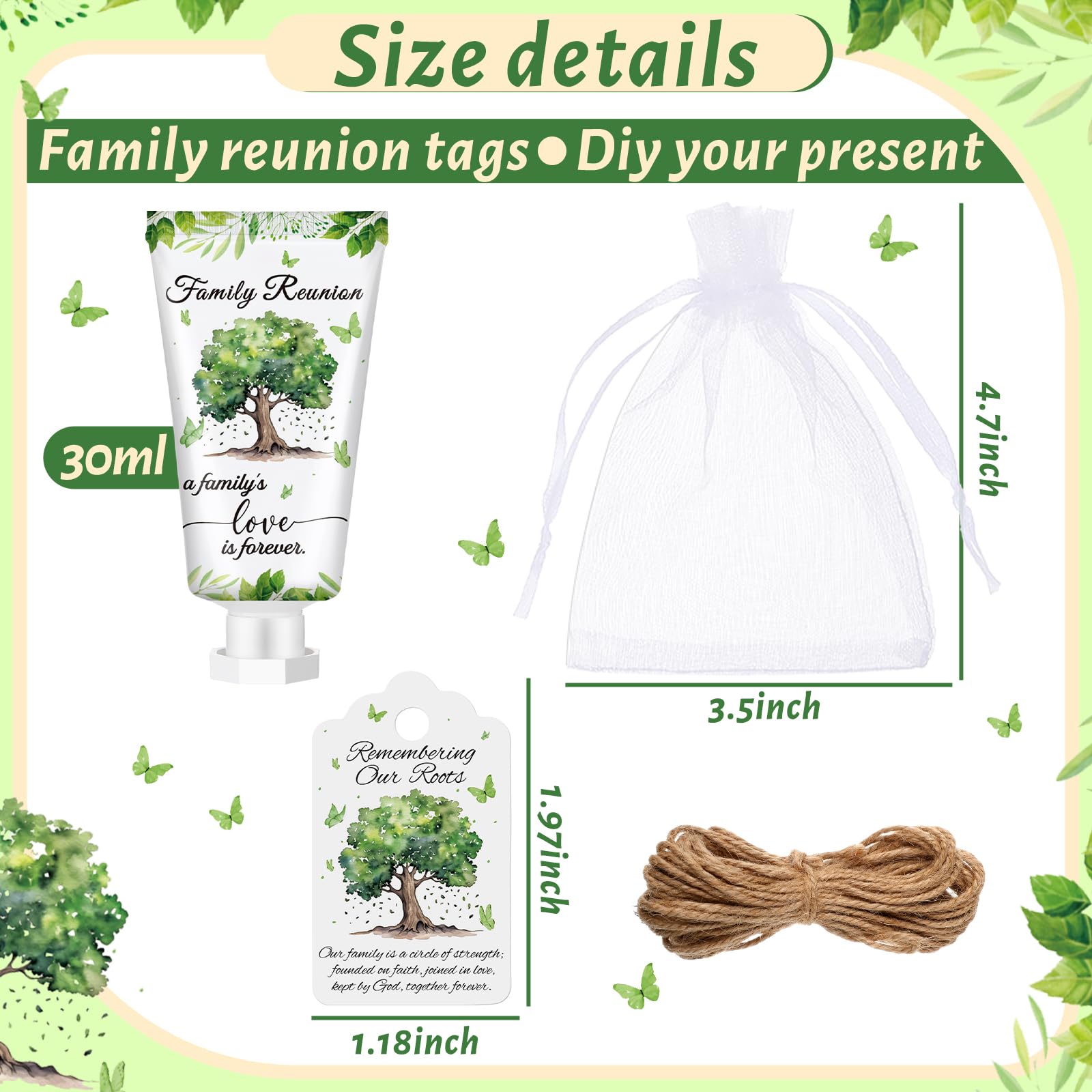 Dansib 20 Sets Family Reunion Favors Hand Lotion Cream Gifts Bulk Family Reunion Game Decorations with Card Organza Bags for Tab