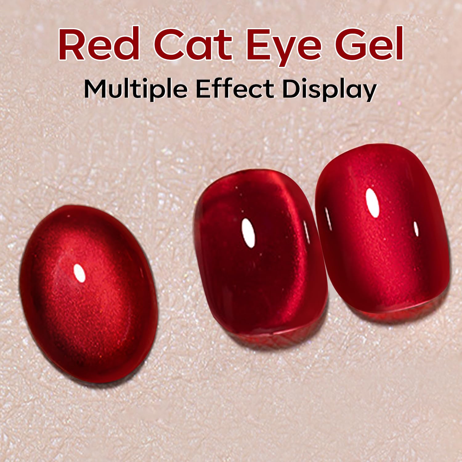 Modelones Cat Eye Gel Nail Polish,15 Ml Glitter Red Nail Polish Magnetic Burgundy Red Sparkle Bloody Glass Polish Reflective Tra