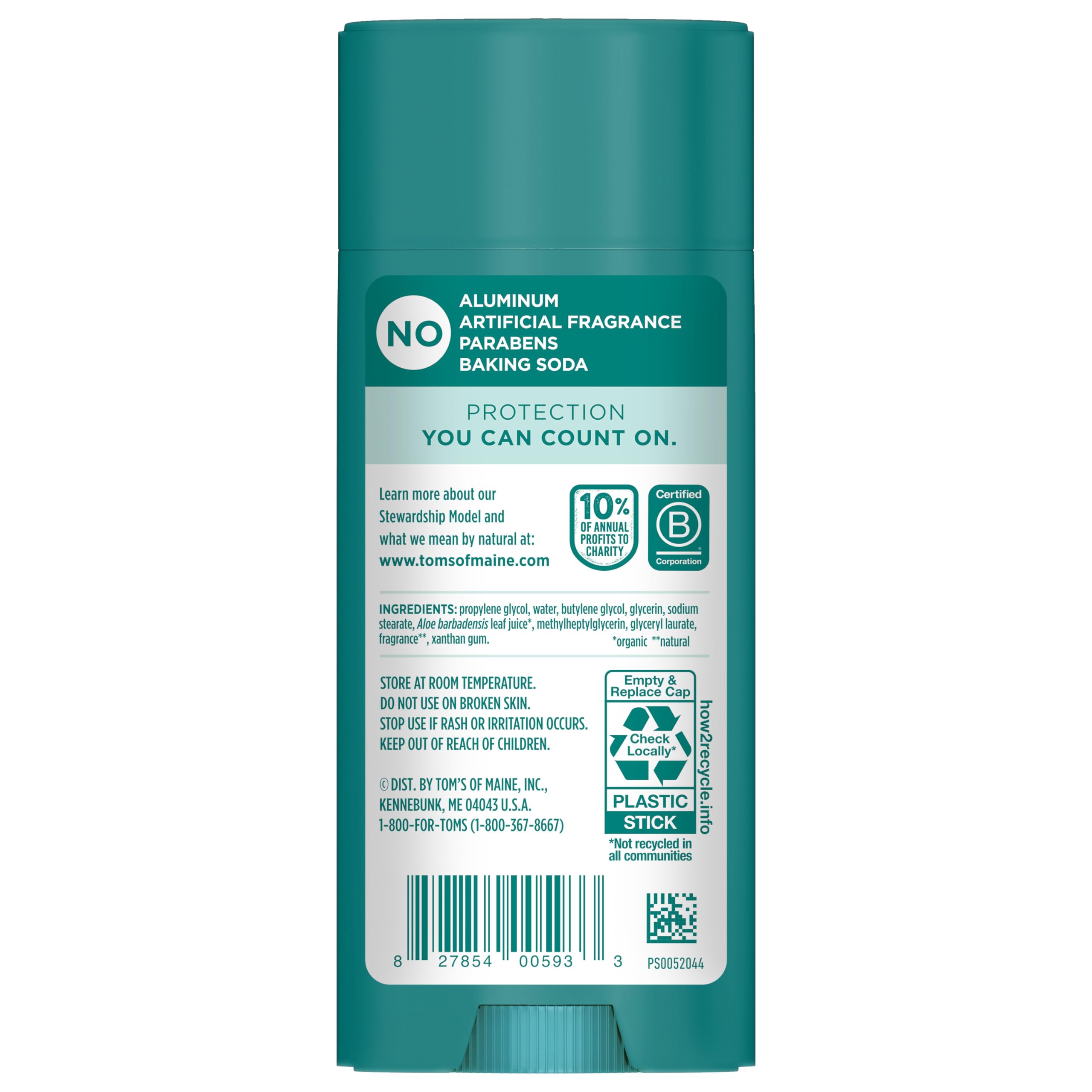 Tom's of Maine Complete Protection Aluminum-Free Natural Deodorant, Lemongrass Tea Tree, 3.25 OZ