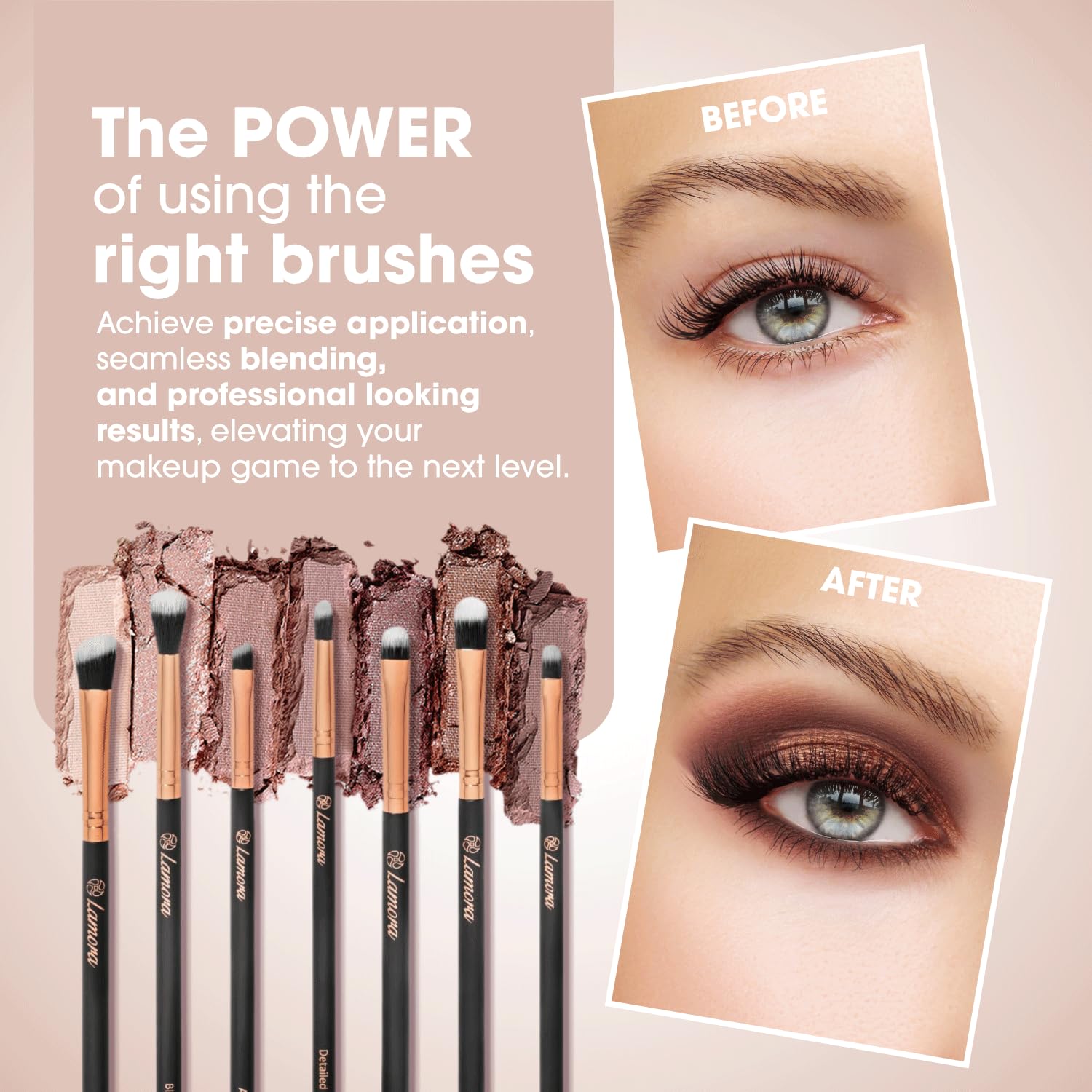 Eye Makeup Brushes Eyeshadow Brush Set - 7Pcs Soft Synthetic Eyeshadow Blending Brush Kit - For Blending Eyeshadow, Eyeliner, Cr