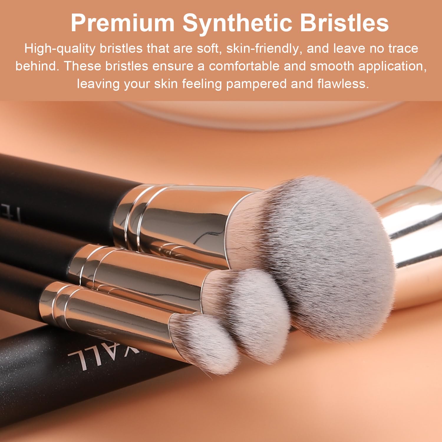 Teoyall Foundation Contour Conceal Brush Set, 3Pcs Angled Synthetic Kabuki Brush For Blending Setting Buffing With Liquid, Cream