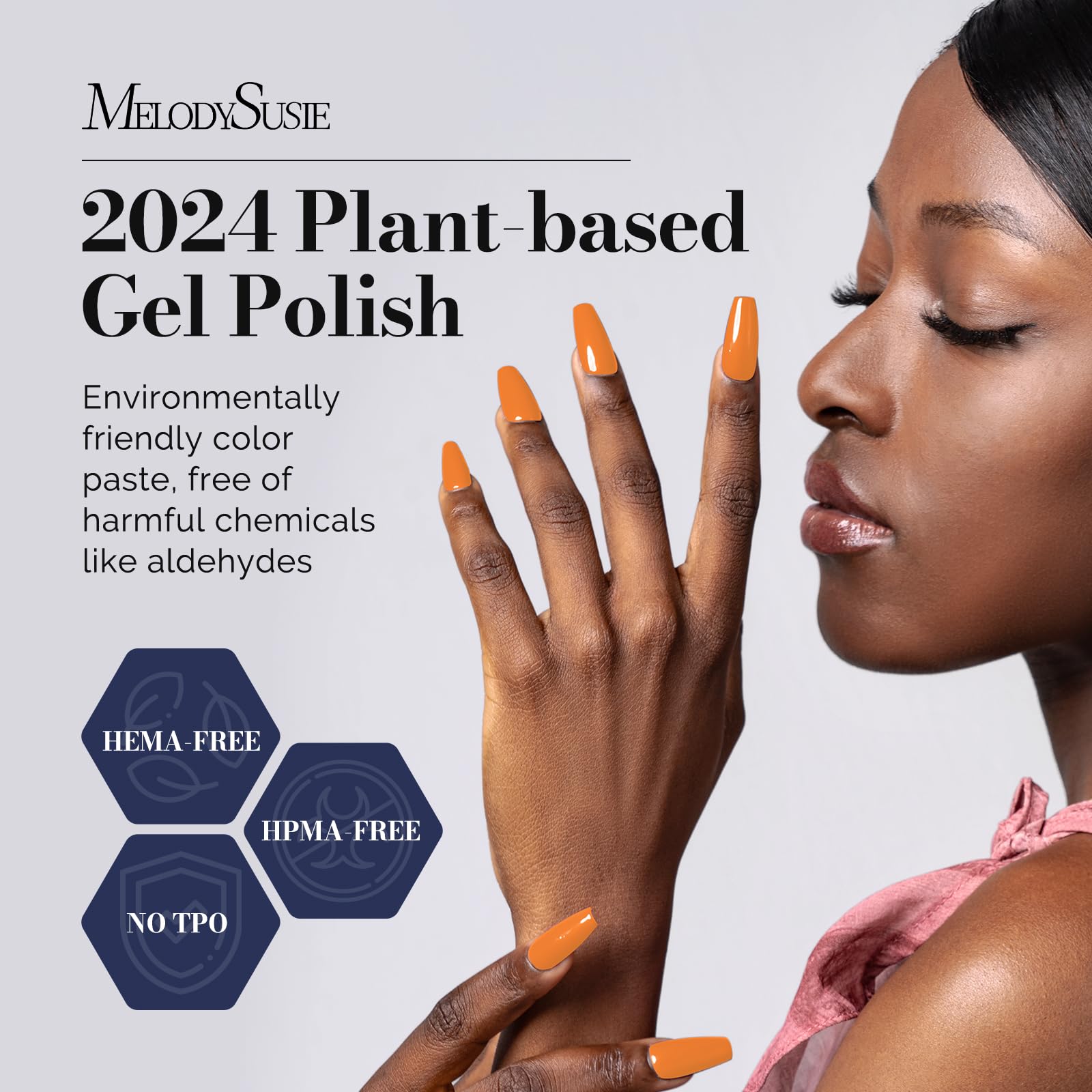 Melodysusie Fleurwee Plant-Based Uv Gel Nail Polish, Hema Free, 21 Non-Toxic, Russet Orange P51, Long Lasting No Chip, Color 202