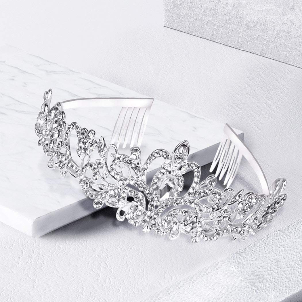 Cocide Tiara Crystal Crowns Princess Rhinestone Crown With Combs Bride Headbands Bridal Wedding Prom Birthday Party Hair Accesso