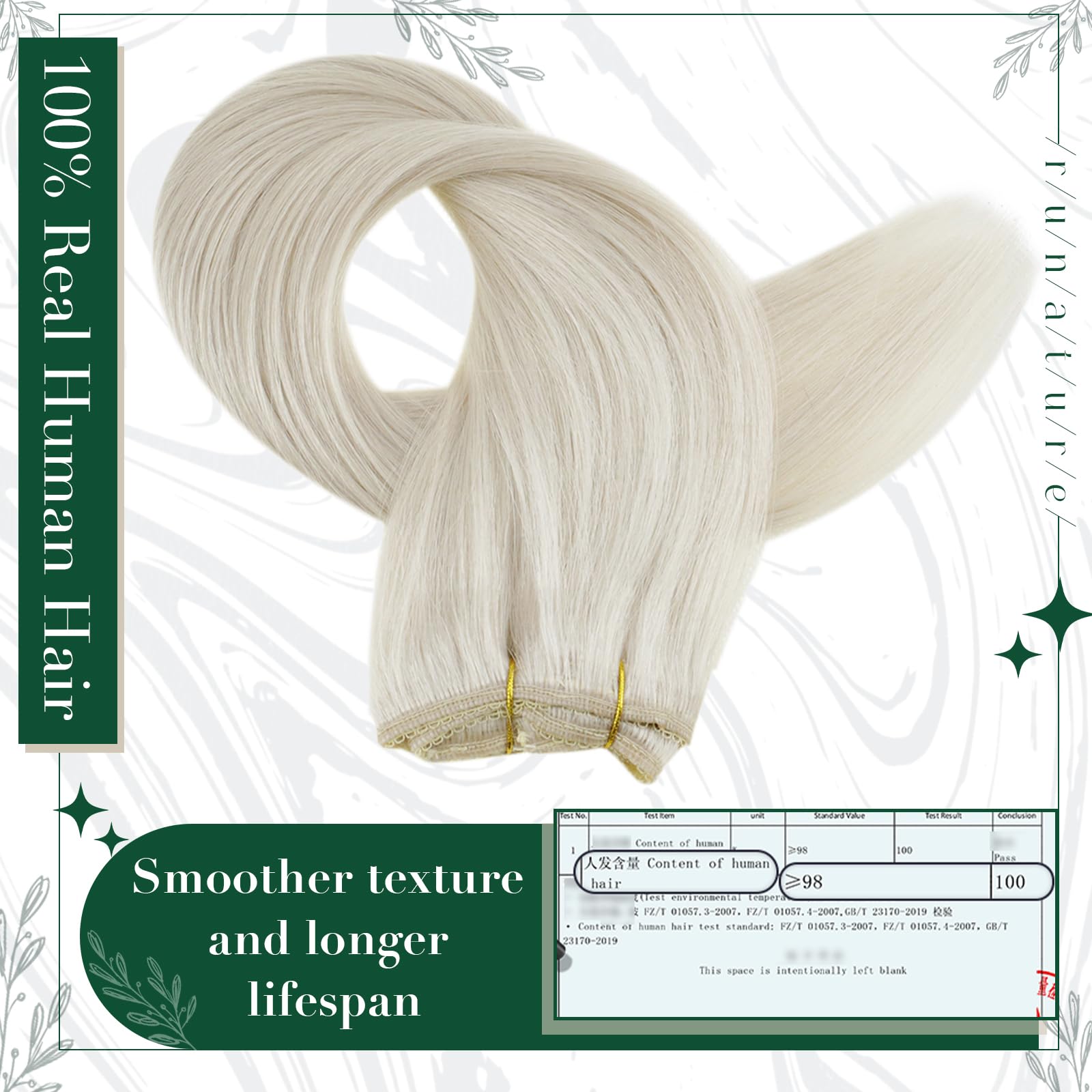 Ruanture Clip In Hair Extensions Real Human Hair White Blonde 20 Inch Human Hair Clip In Extensions Blonde Remy Clip In Hair Ext