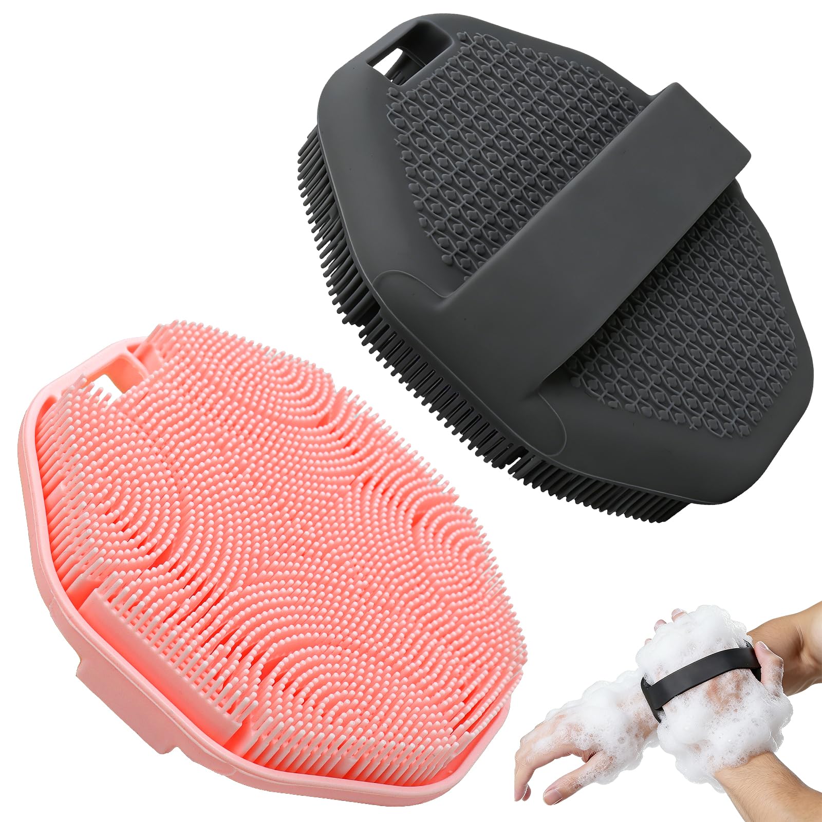 2Pack Silicone Body Scrubber Shower Brushes,Exfoliating Body Scrubber for All Skin Type, Eco Friendly Shower Scrubber for Body,