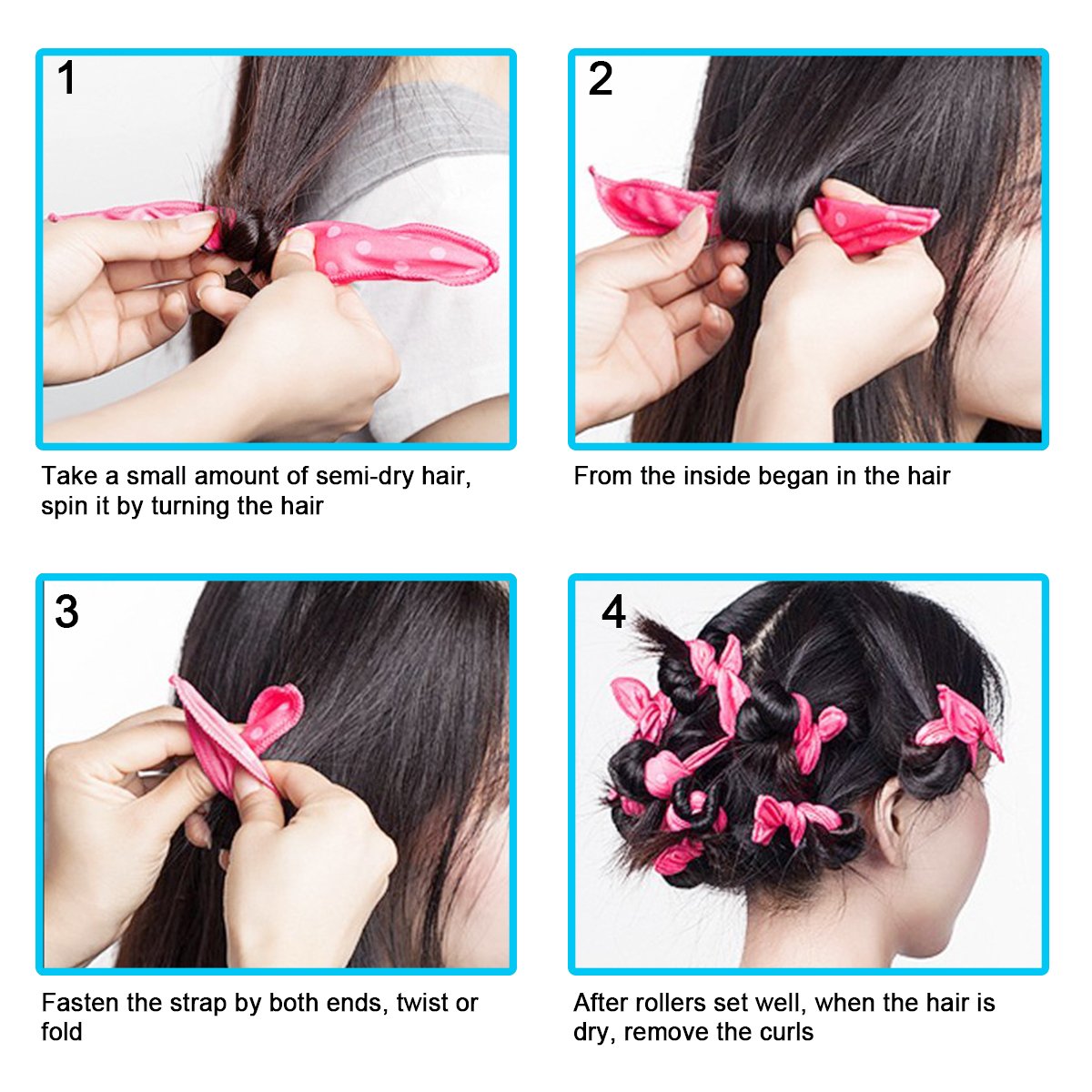 Peony Man Hair Curler Rollers - 30 Foam Styling Tools with Storage Bag - Flexible Soft Sponge - 5 Colors - Model SU35