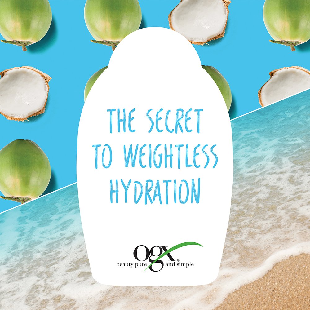 Ogx Weightless Hydration + Coconut Water Shampoo, 13 Ounce Bottle, , Lightweight Hydrating Formula Sulfate-Free Surfactants