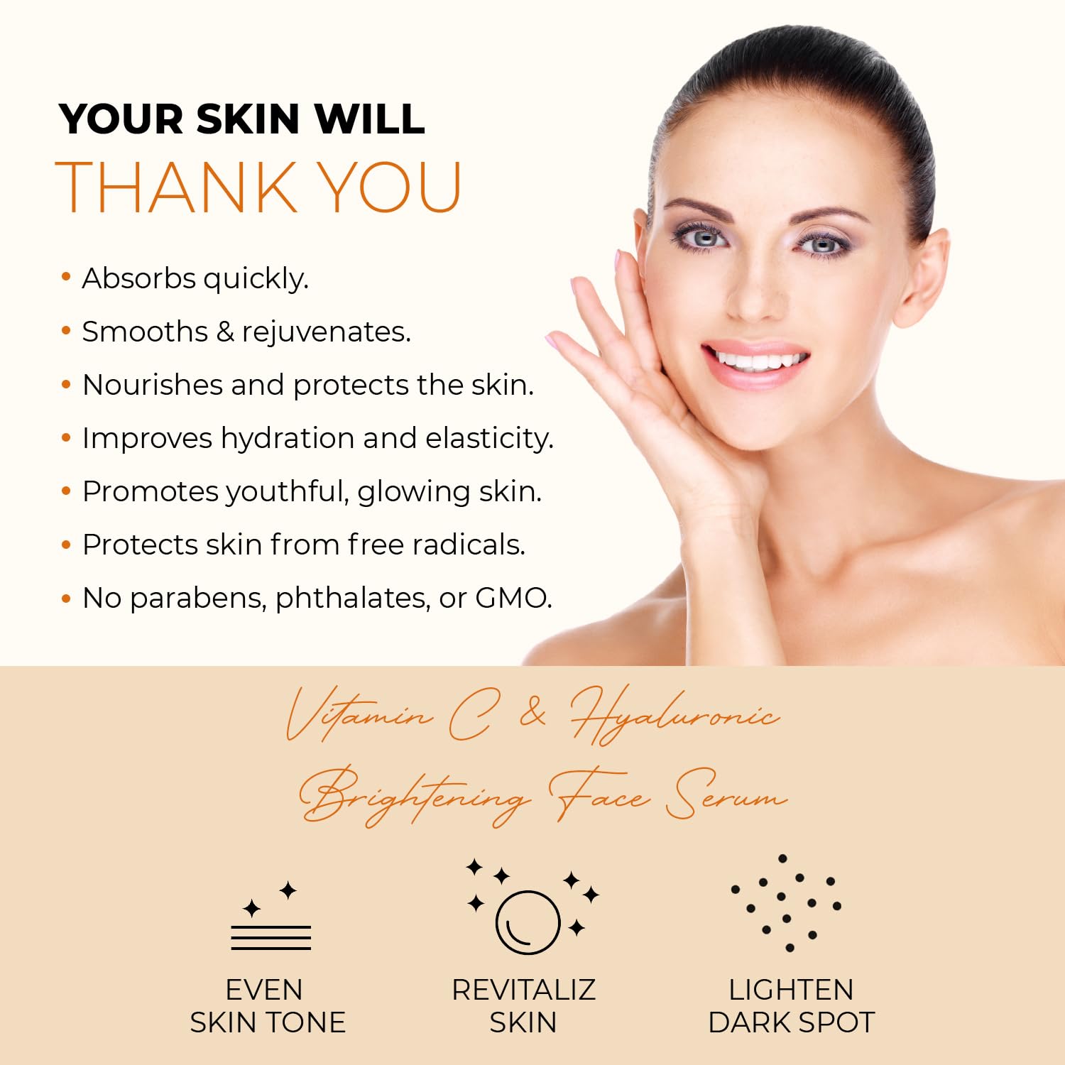 Vitamin C Serum With Hyaluronic Acid - Dermatologist Tested - Korean Skin Care - Anti Aging & Acne Face Serum - Cruelty Free - A