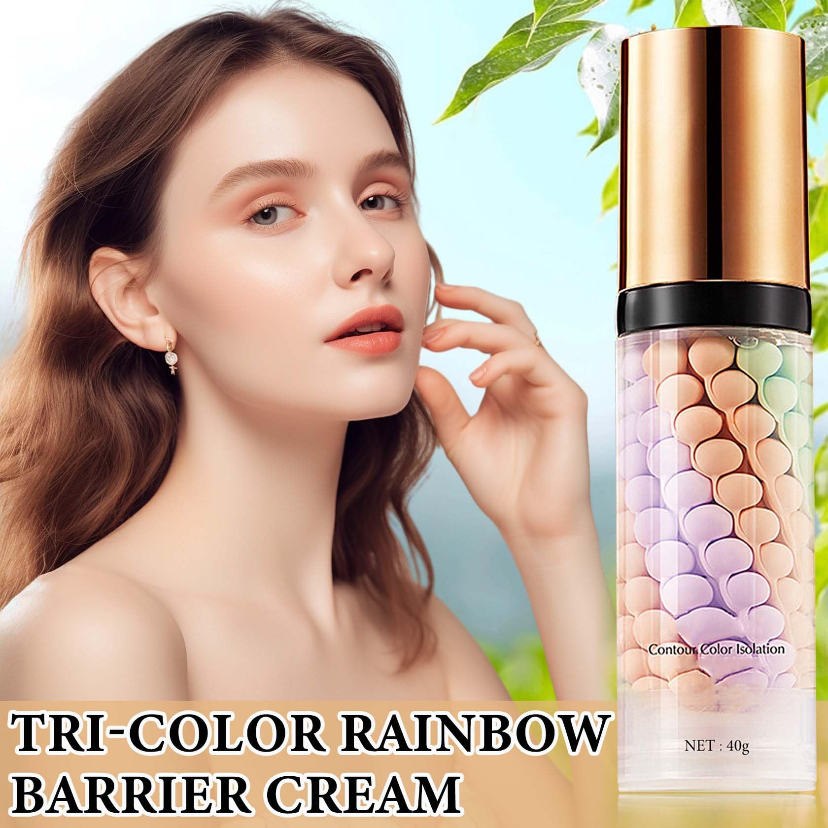 1 Pcs One Step Color Corrector,Natural Isolation Cream,Face Primer Makeup Tricolor Tinted Moisturizer,Oil Control & Moisturizing