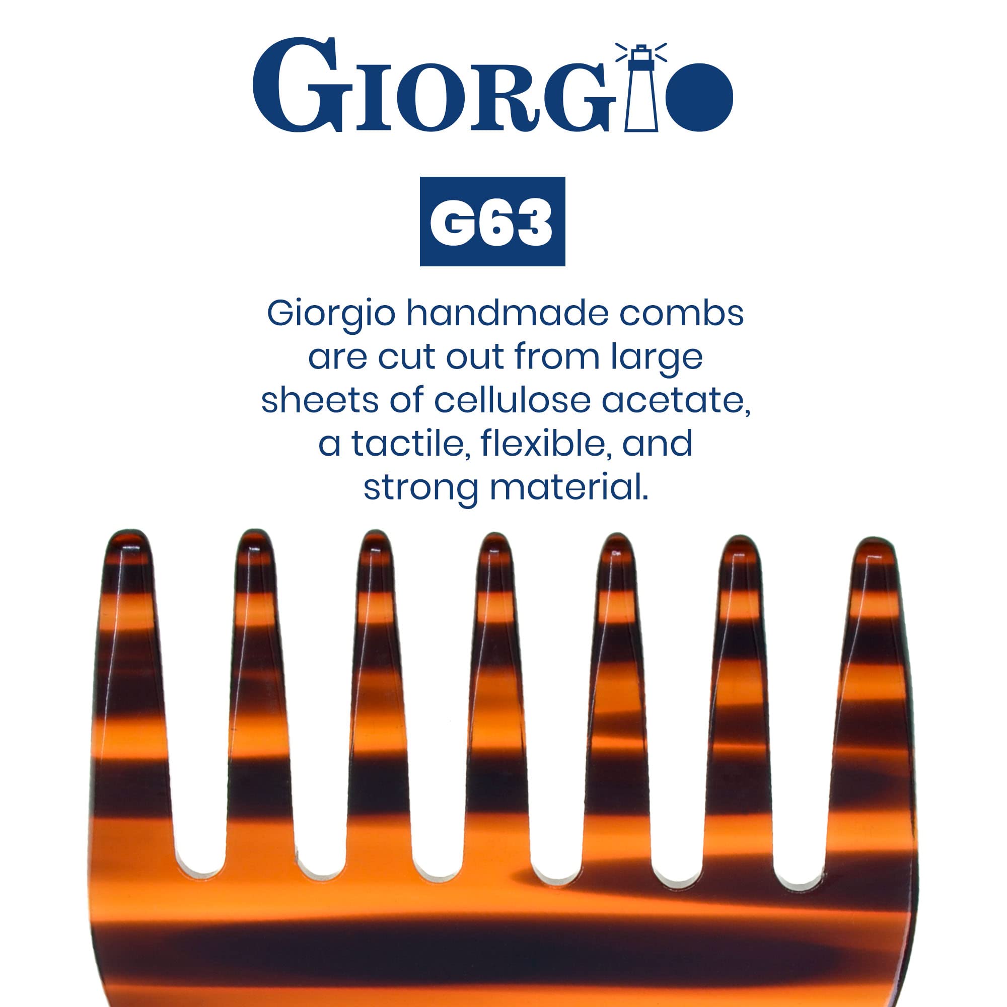 Giorgio G63 Small Travel Purse Hair Detangling Comb, Wide Teeth Pocket Comb for Thick Curly Wavy Hair. Hair Detangler Comb For W