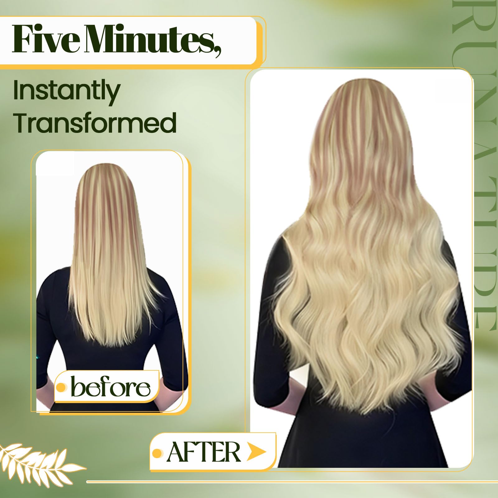 Runature Blonde Balayage Hair Extensions Real Human Hair Clip Ins 16 Inch 120G Clip In Hair Extensions For Women Double Weft Cli